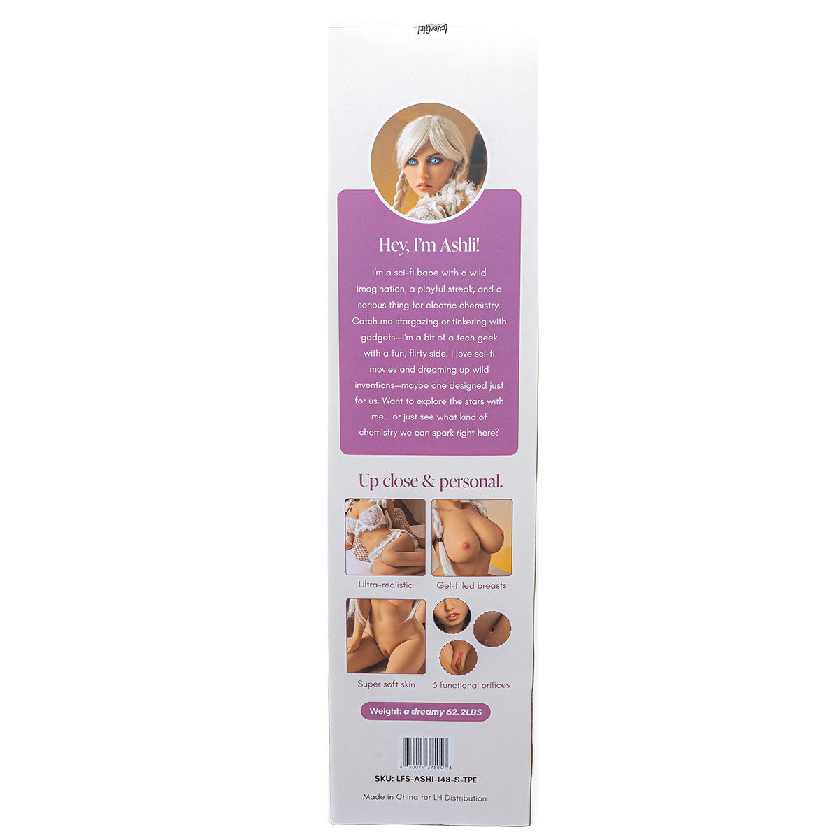 Poupée sexuelle Hornie Sensiskin Ashli 1,50 m. Vanille avec Cheveux Argentés