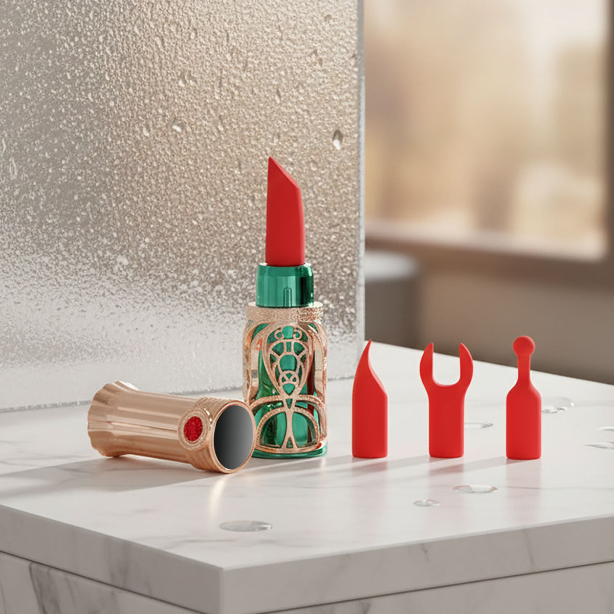 Emerald Kiss Lipstick – Green and Rose Gold