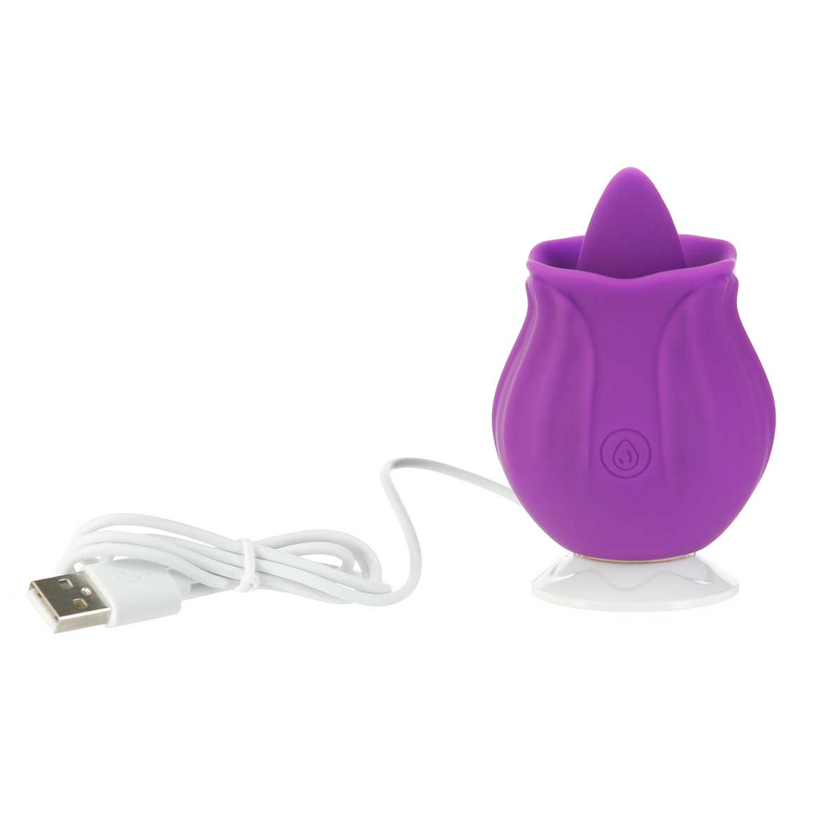 M'Lady - Rose Flickering Tongue Vibrating Clitoral Silicone Stimulator - Purple