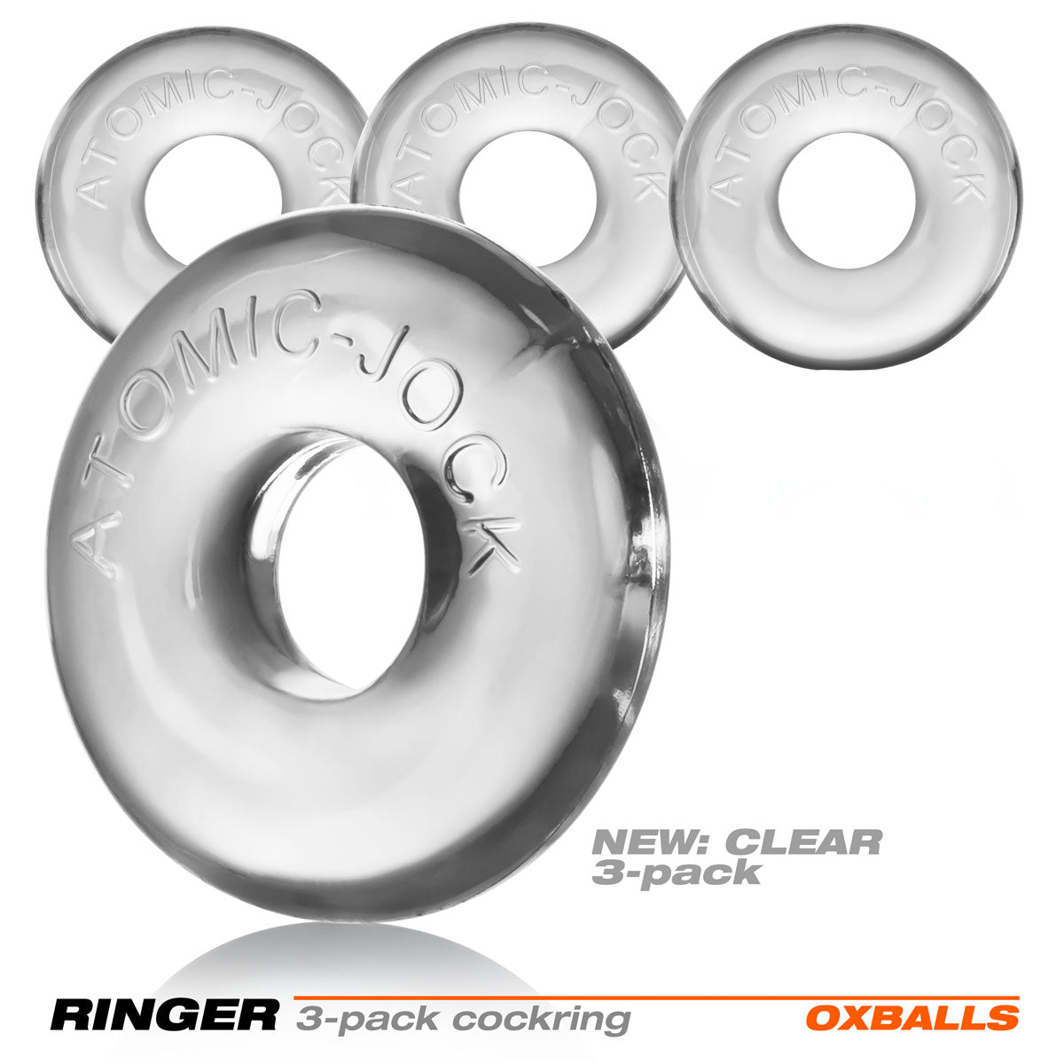Anneau pénien Ringer par Oxballs, paquet de 3 - Transparent