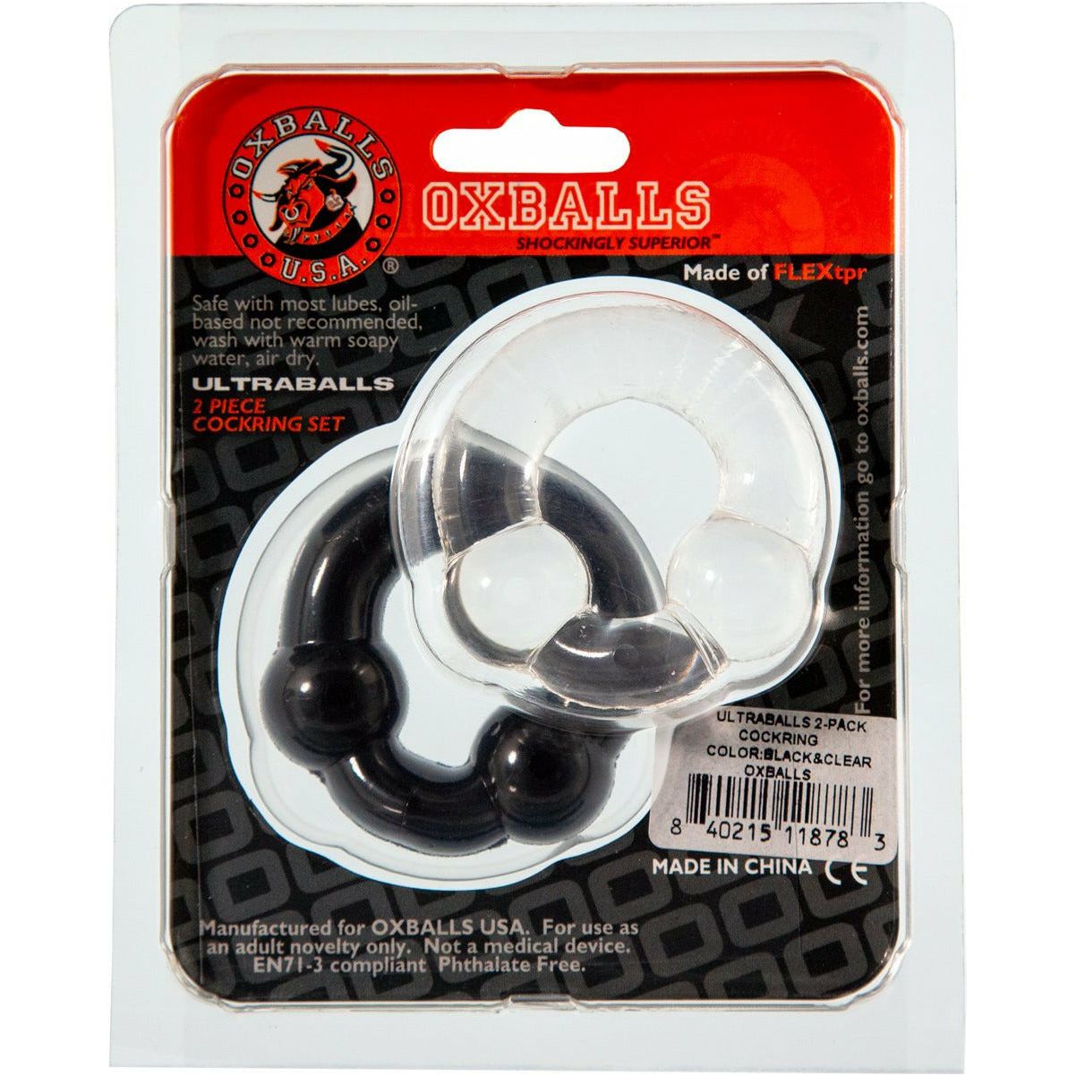OXBALLS - Ultraballs Cockring - 2 Pack - Black/Clear