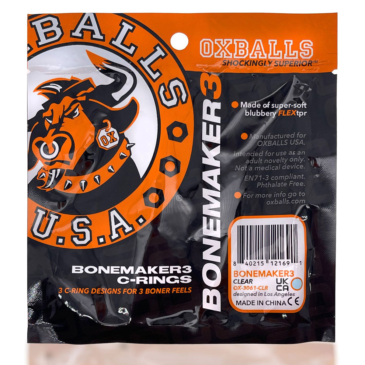 Oxballs Bonemaker - Lot de 3 anneaux péniens - Transparents