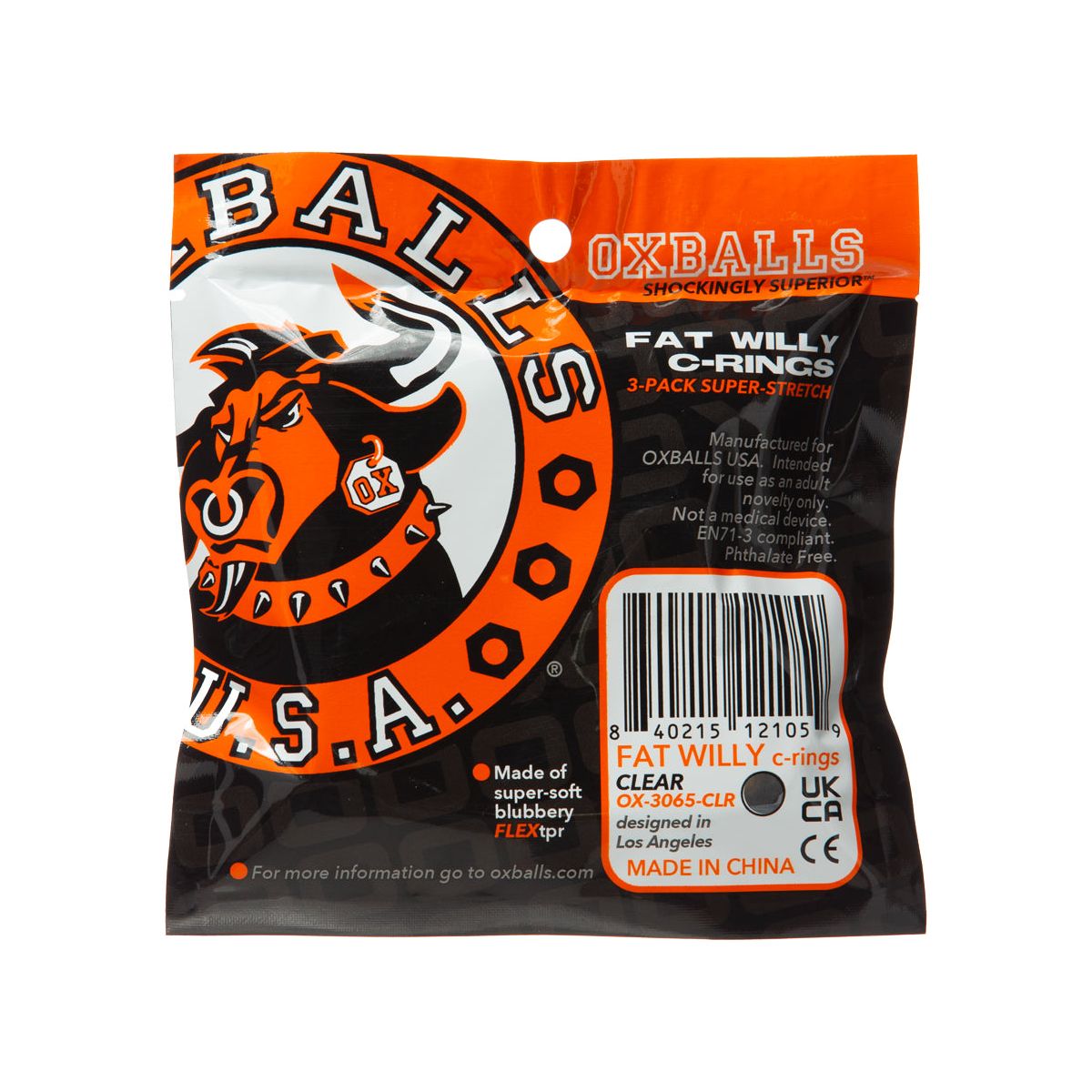Oxballs Fat Willy – Lot de 3 anneaux péniens géants – Transparents