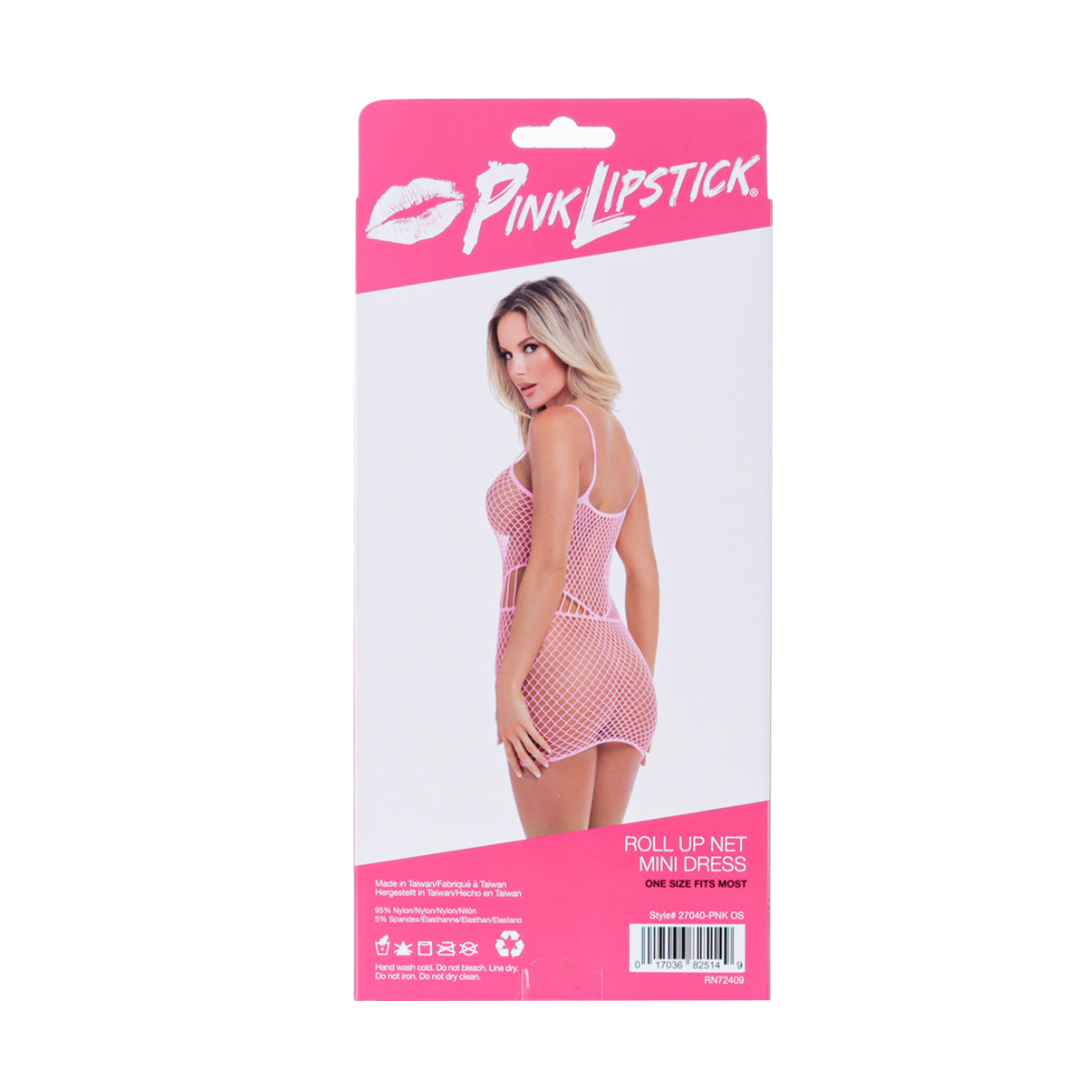 Mini-robe rose en résille roulée Pink Lipstick – Rose – Taille Unique
