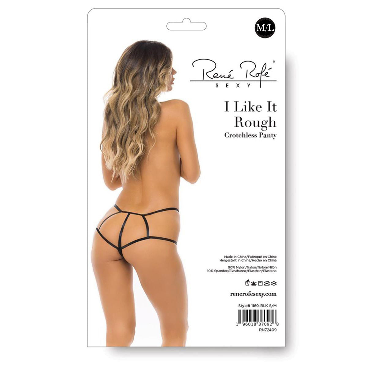Rene Rofe I Like It Rough Crotchless Panty – Black