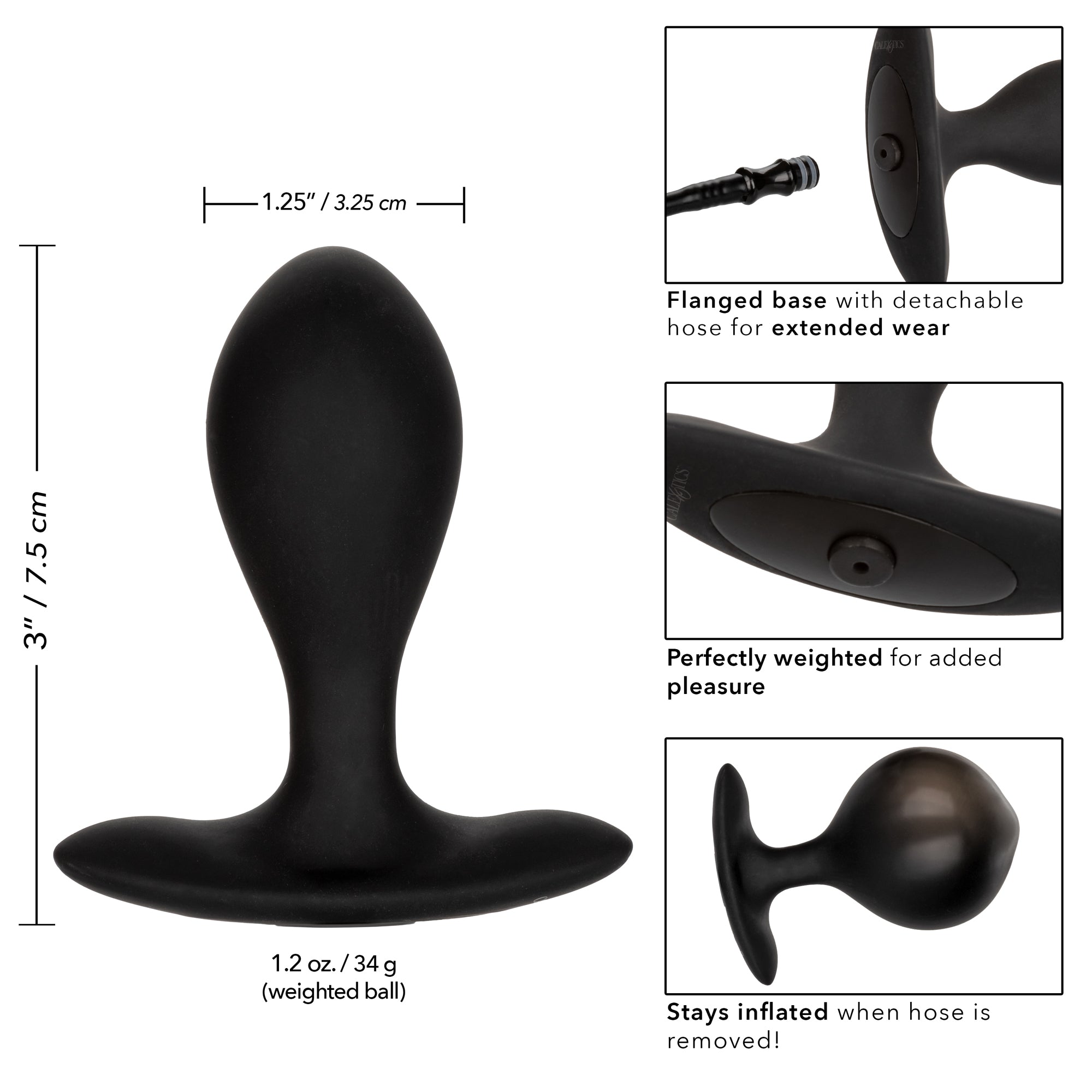 CalExotics® Plug gonflable lesté en silicone - Noir