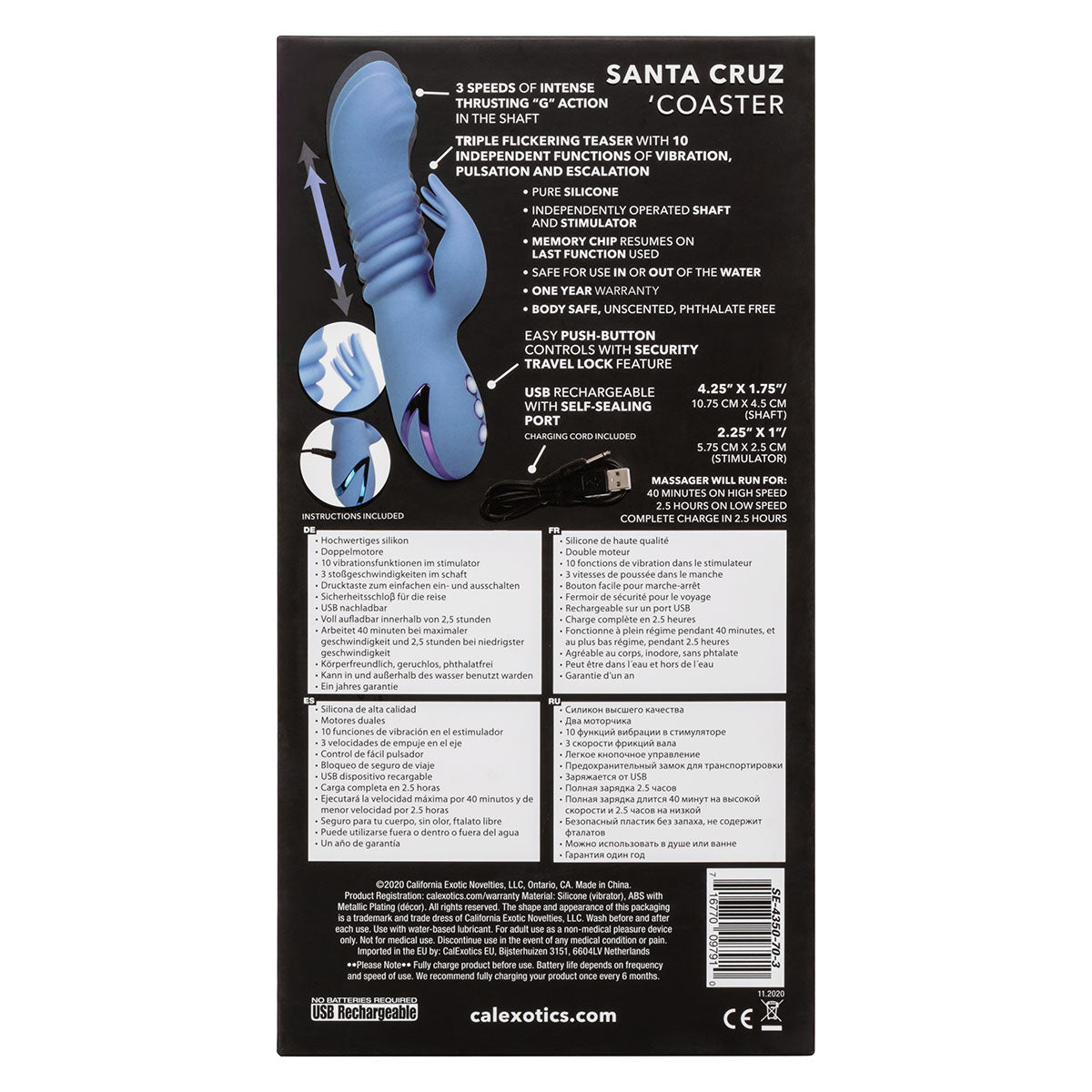 CALEXOTICS® - California Dreaming - Santa Cruz Coaster Dual Vibrator - Blue