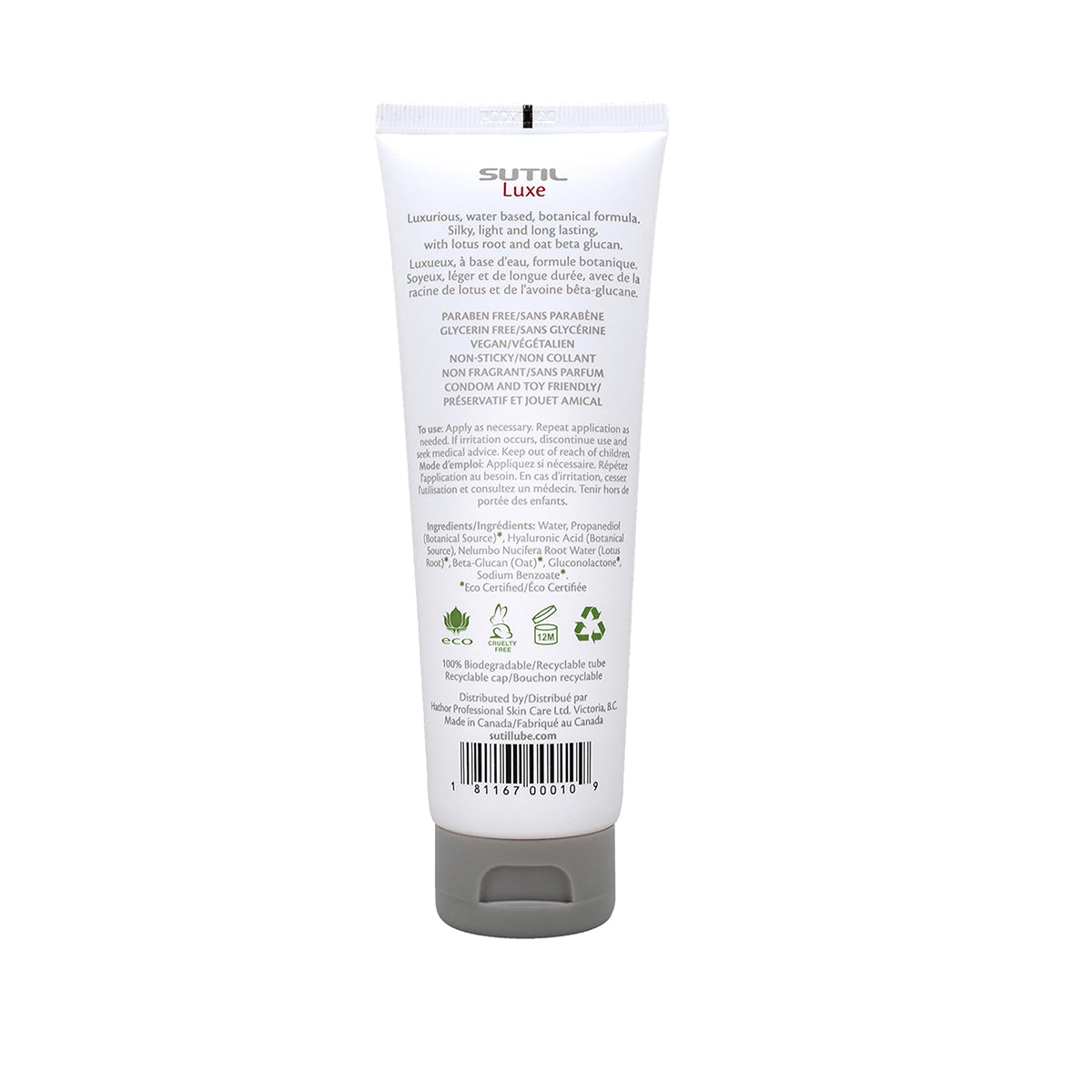 Lubrifiant personnel à base d'eau SUTIL Luxe – 2/4/8 oz.