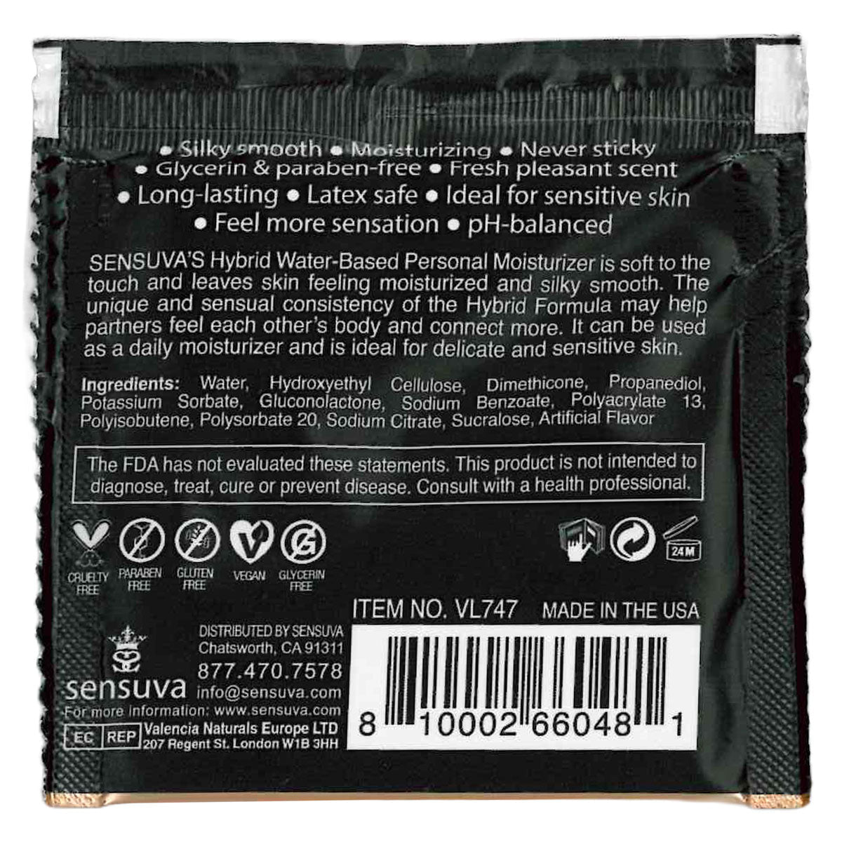 Sensuva – Hydratant personnel à formule hybride - Blueberry Muffin - Sachet 6 ml/0,20 fl oz.