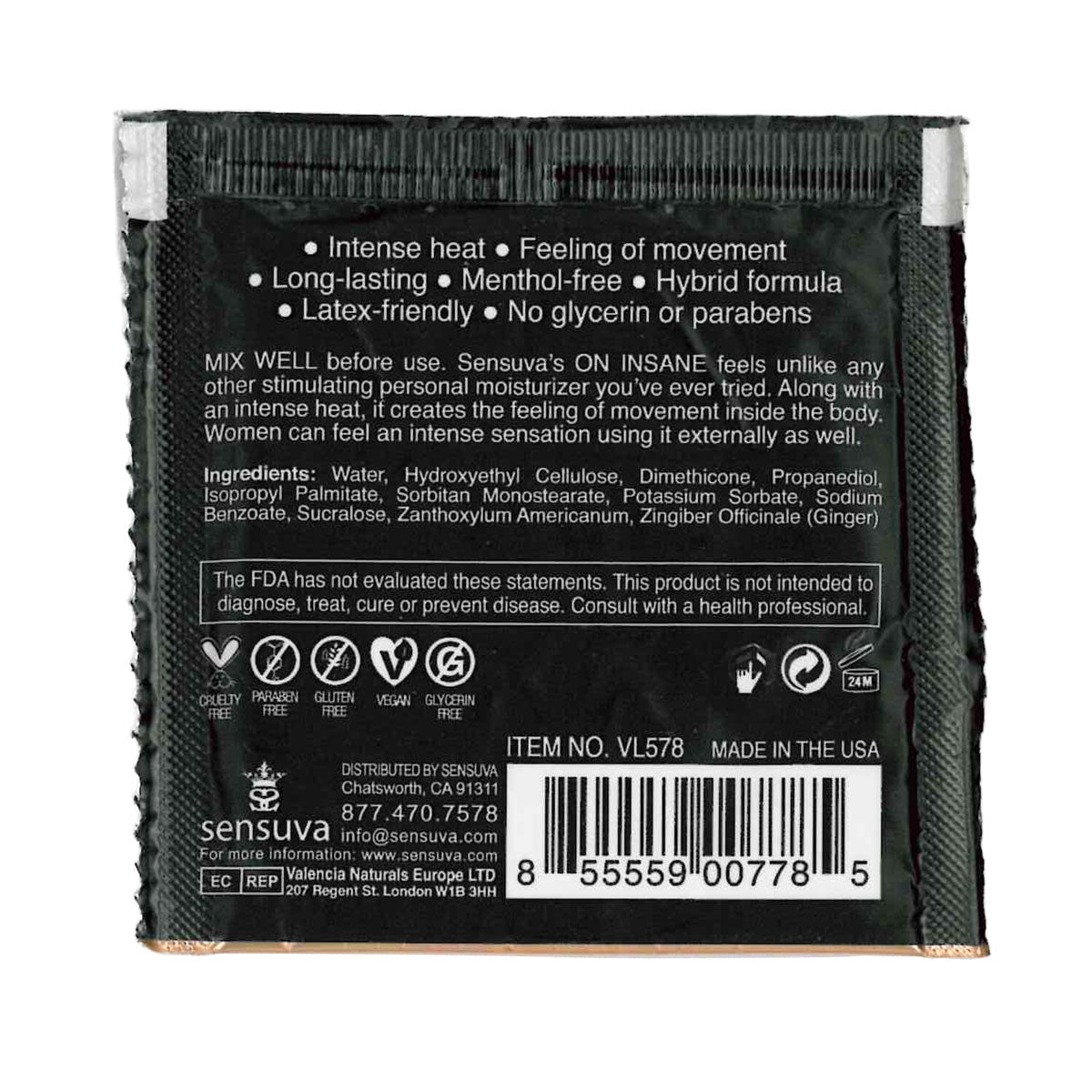 Sensuva – Ultra-Stimulating ON INSANE - Pain au lait à la cannelle - Sachet 6ml/0.20 fl oz.