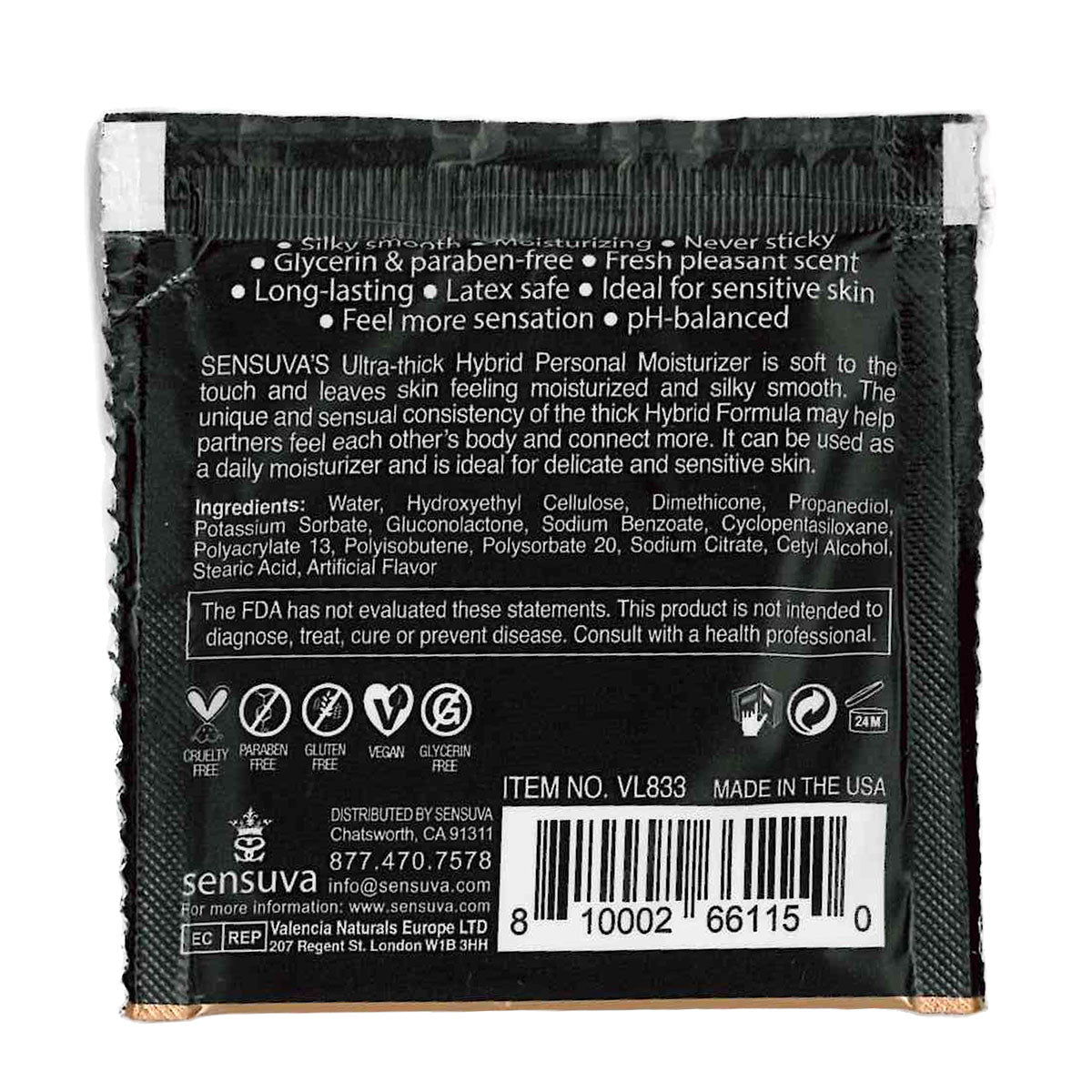 Sensuva – Hydratant personnel formule hybride ultra-épaisse – Muffin aux myrtilles - Sachet 6ml/0.20 fl oz.