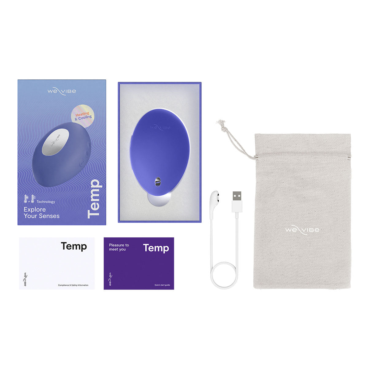 We-Vibe® Temp Masseur Chauffant et Refroidissant – Bleu lavande