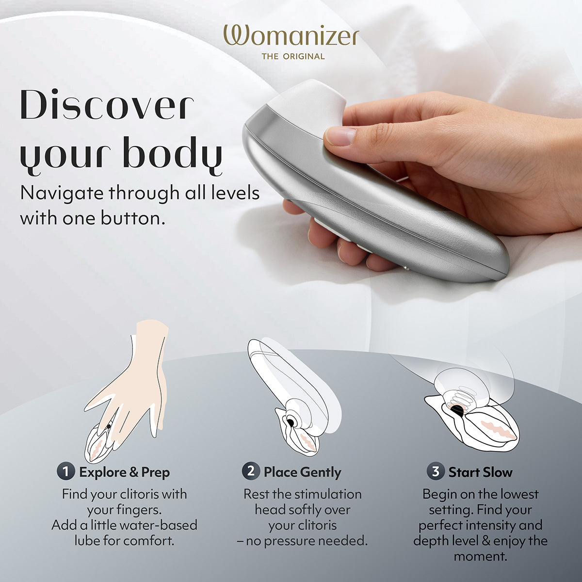 Womanizer Pro – Clitoral Stimulator – Silver Grey
