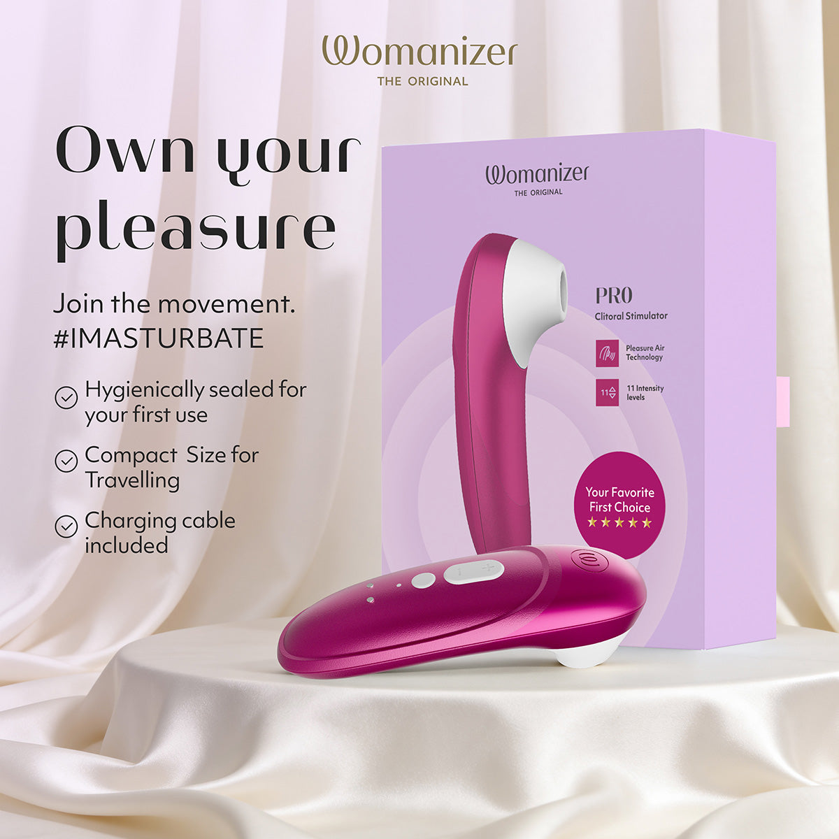 Womanizer Pro – Stimulateur clitoridien – Rose vif