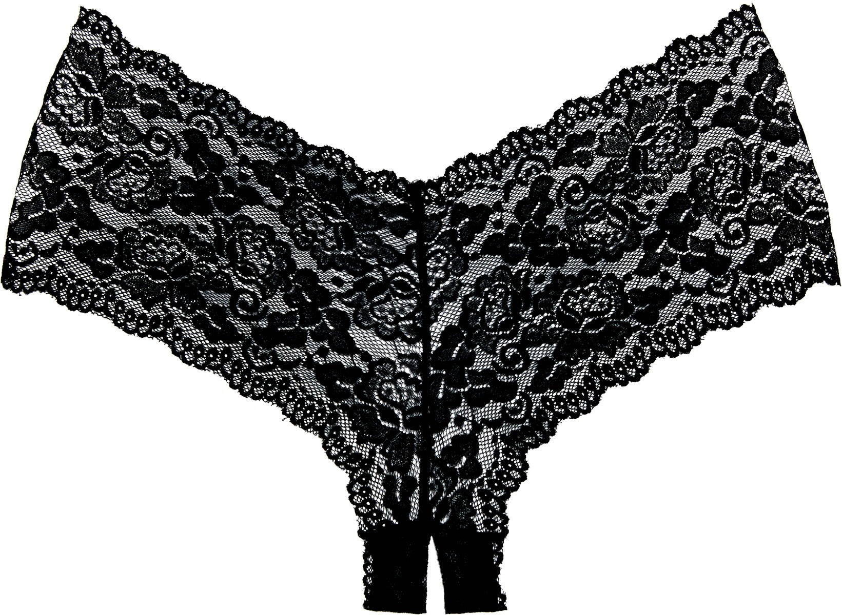 Adore by Allure - Crotchless Lace Booty Shorts - Black - One Size