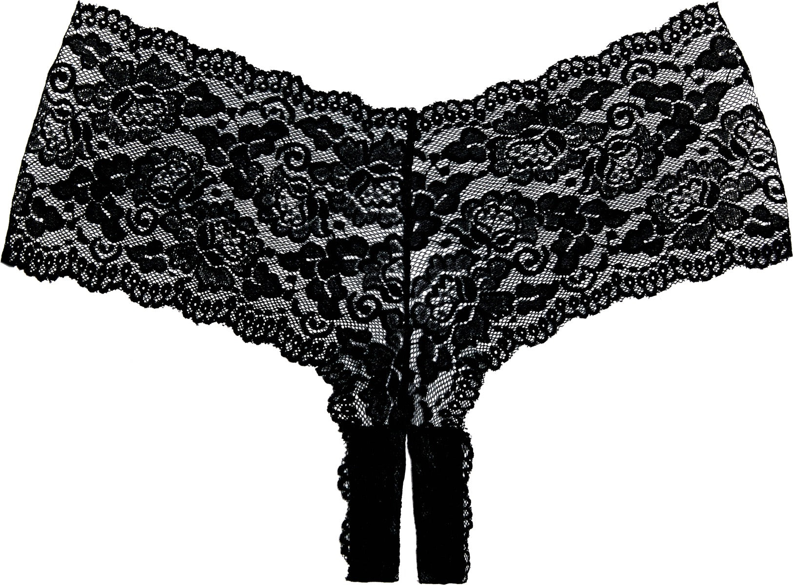 Adore by Allure - Crotchless Lace Booty Shorts - Black - One Size