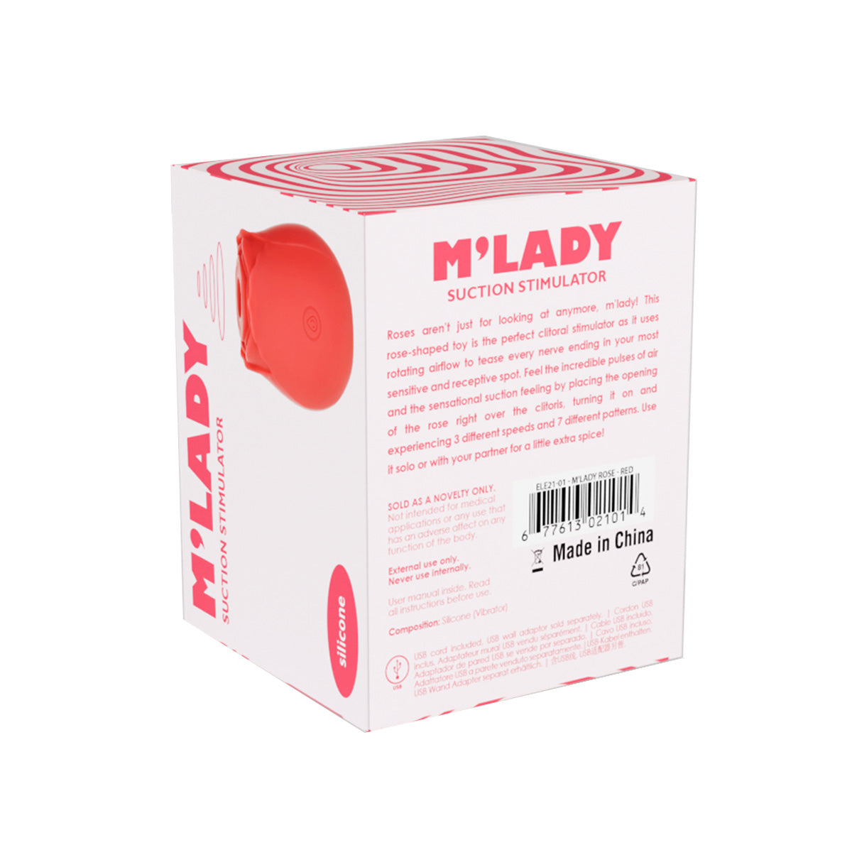 M'Lady - Rose Clitoral Suction Stimulator - Red