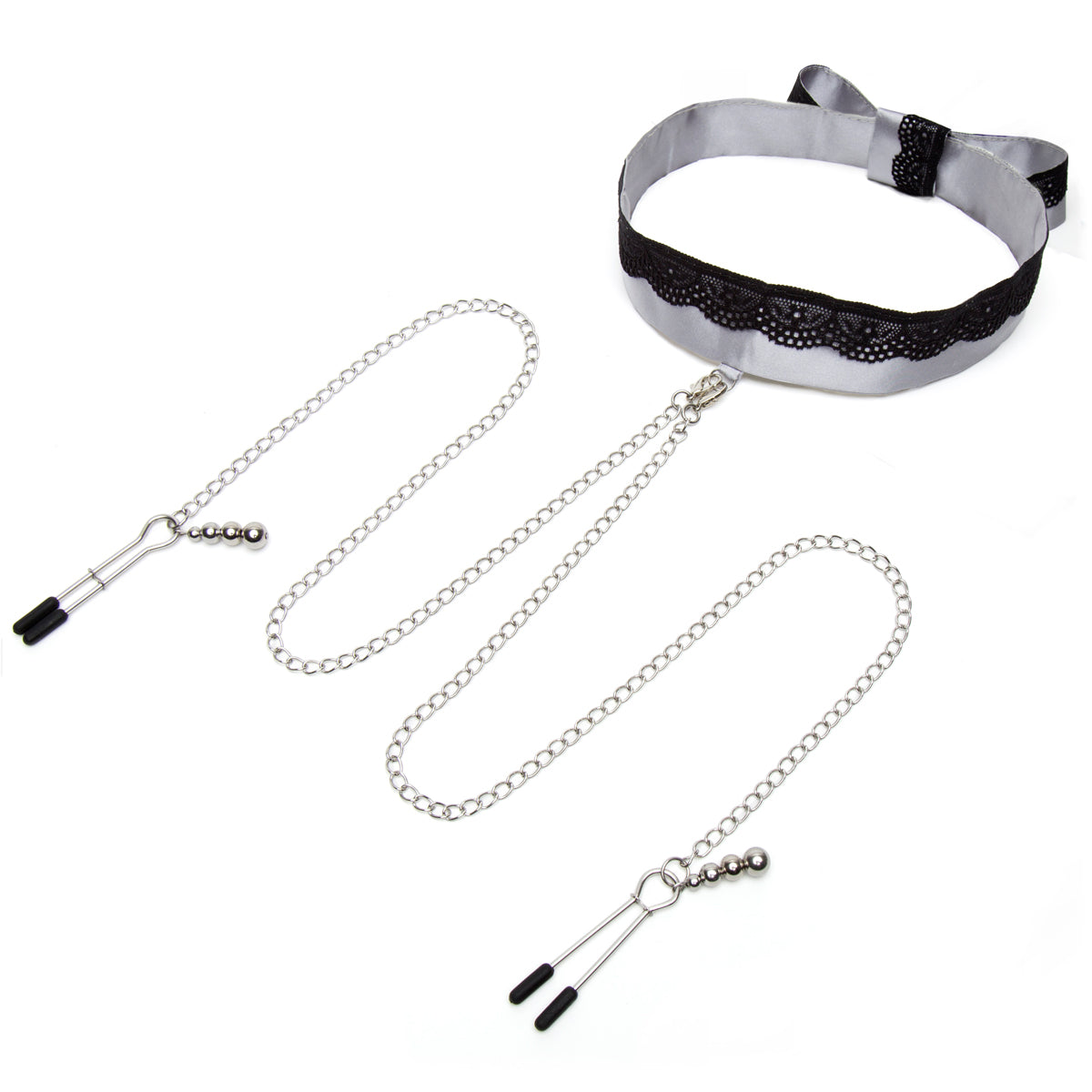 Cinquante Nuances de Grey - Joue gentiment Collier en satin et dentelle et Pinces à tétons