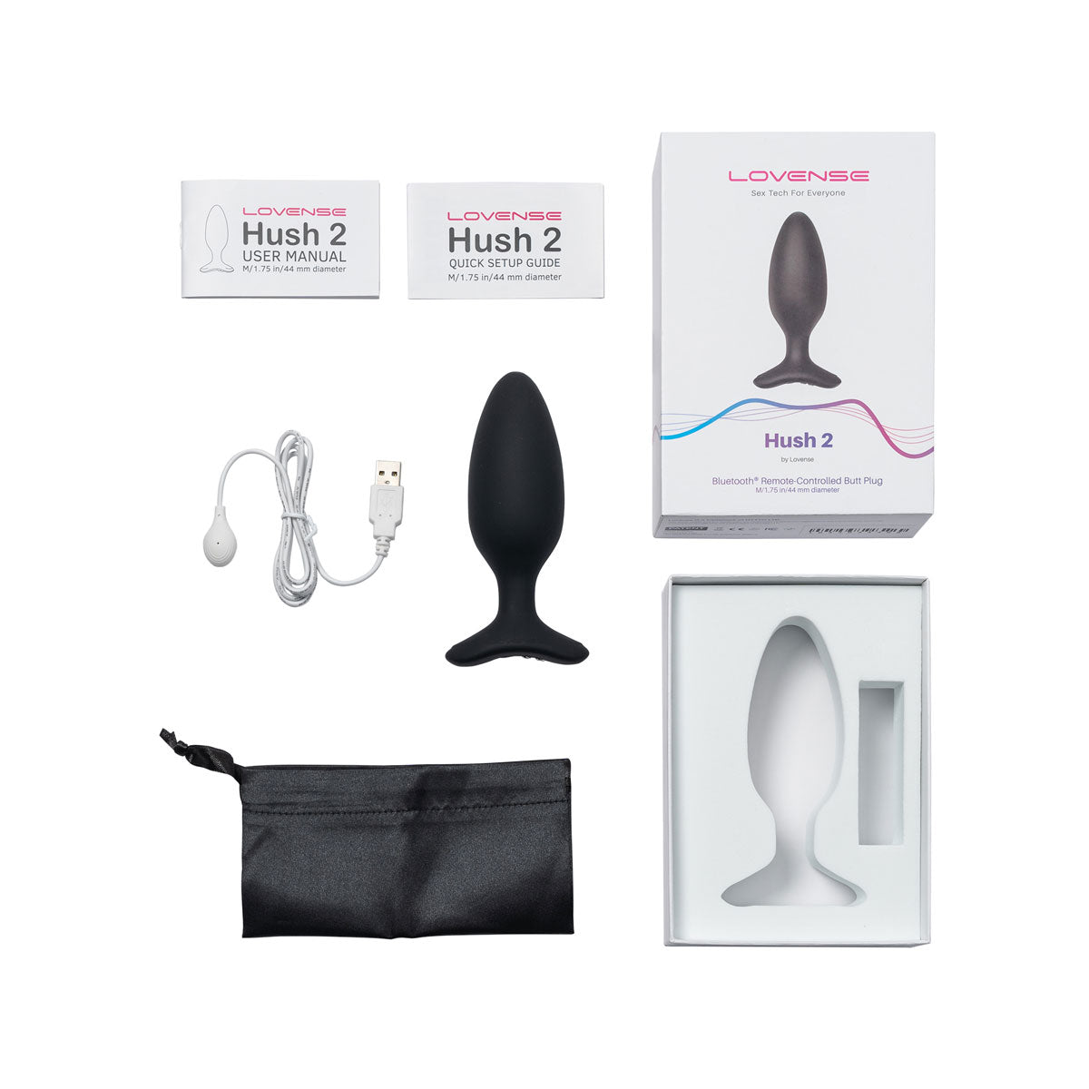 Lovense - Hush 2 - 1.75 In. Bluetooth® Vibrating Butt Plug - Black