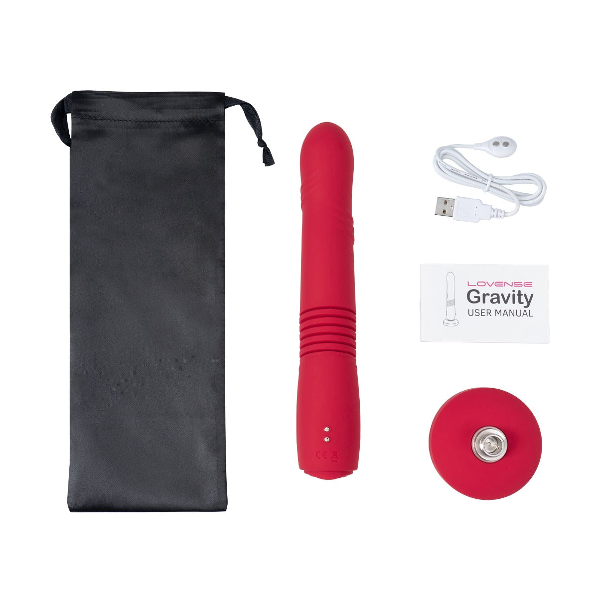 Lovense - Gravity - Bluetooth® Automatic Thrusting & Vibrating Dildo - Red