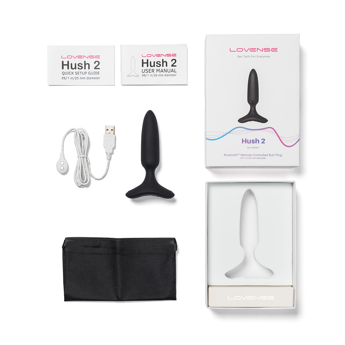 Lovense - Hush 2 Vibrating Bluetooth® Remote-Controlled Butt Plug - 1" - Black