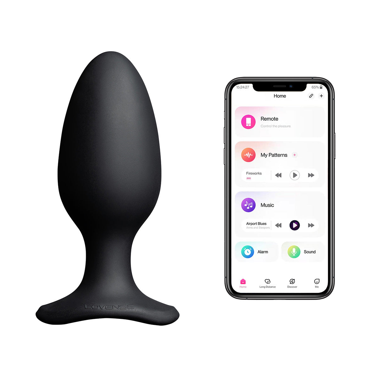 Lovense - Hush 2 Vibrating Bluetooth® Remote-Controlled Butt Plug - 2.25" - Black