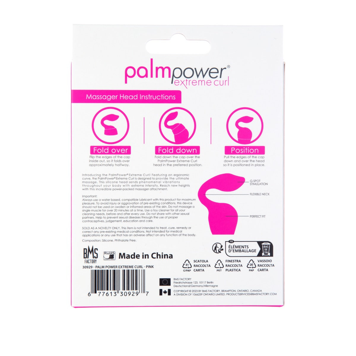PalmPower - Extreme Curl - Silicone Massage Head - Pink (For Use with PalmPower Extreme)