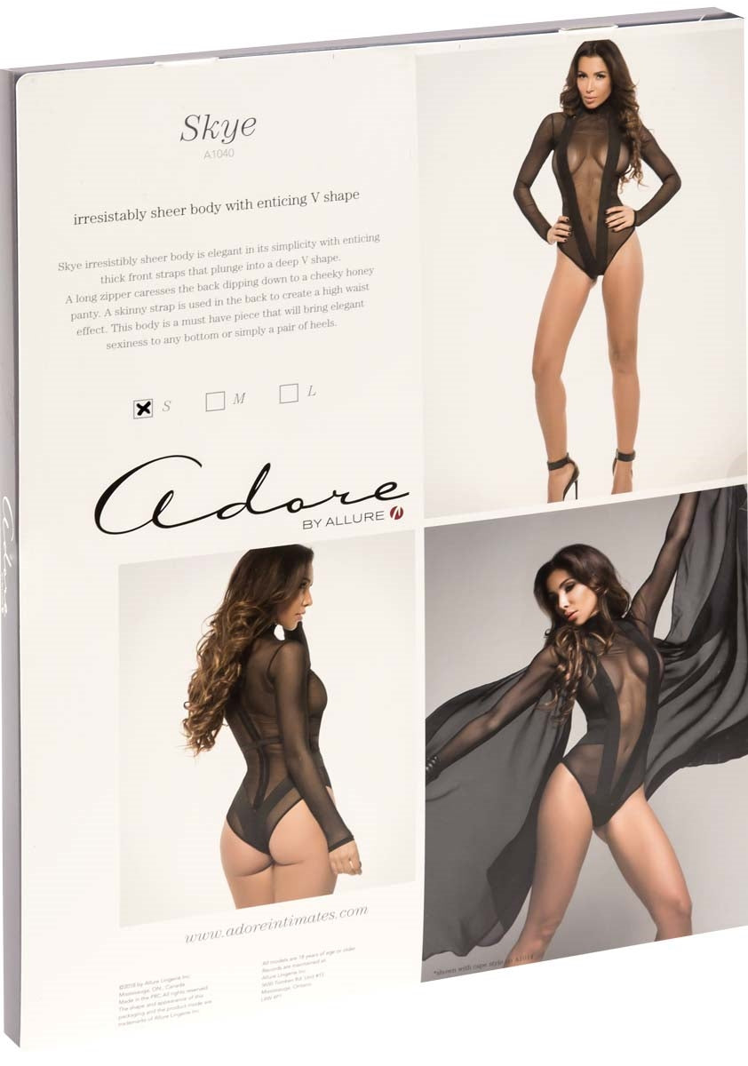 Skye - Sheer Bodysuit with Bands - Black - M