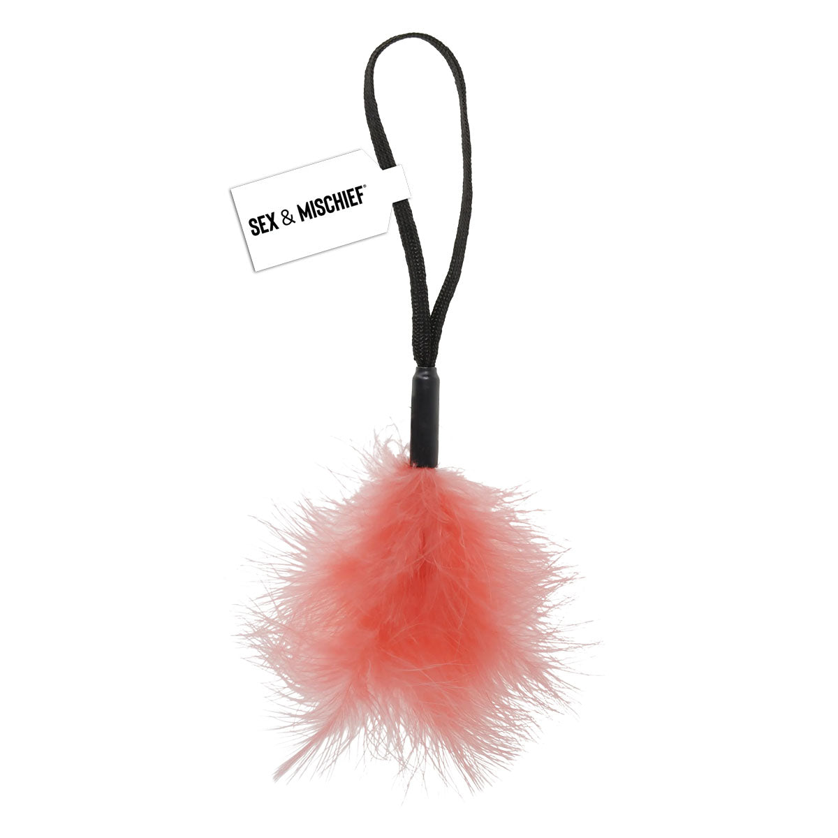 Plumeau fétiche en plumes de pêche et noir SportSheets Sex & Mischief