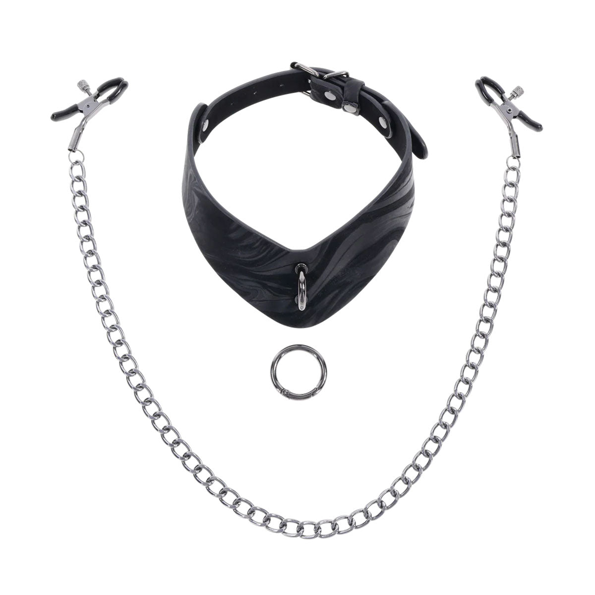 SportSheets Velvet Noir Collar & Removable Clamps