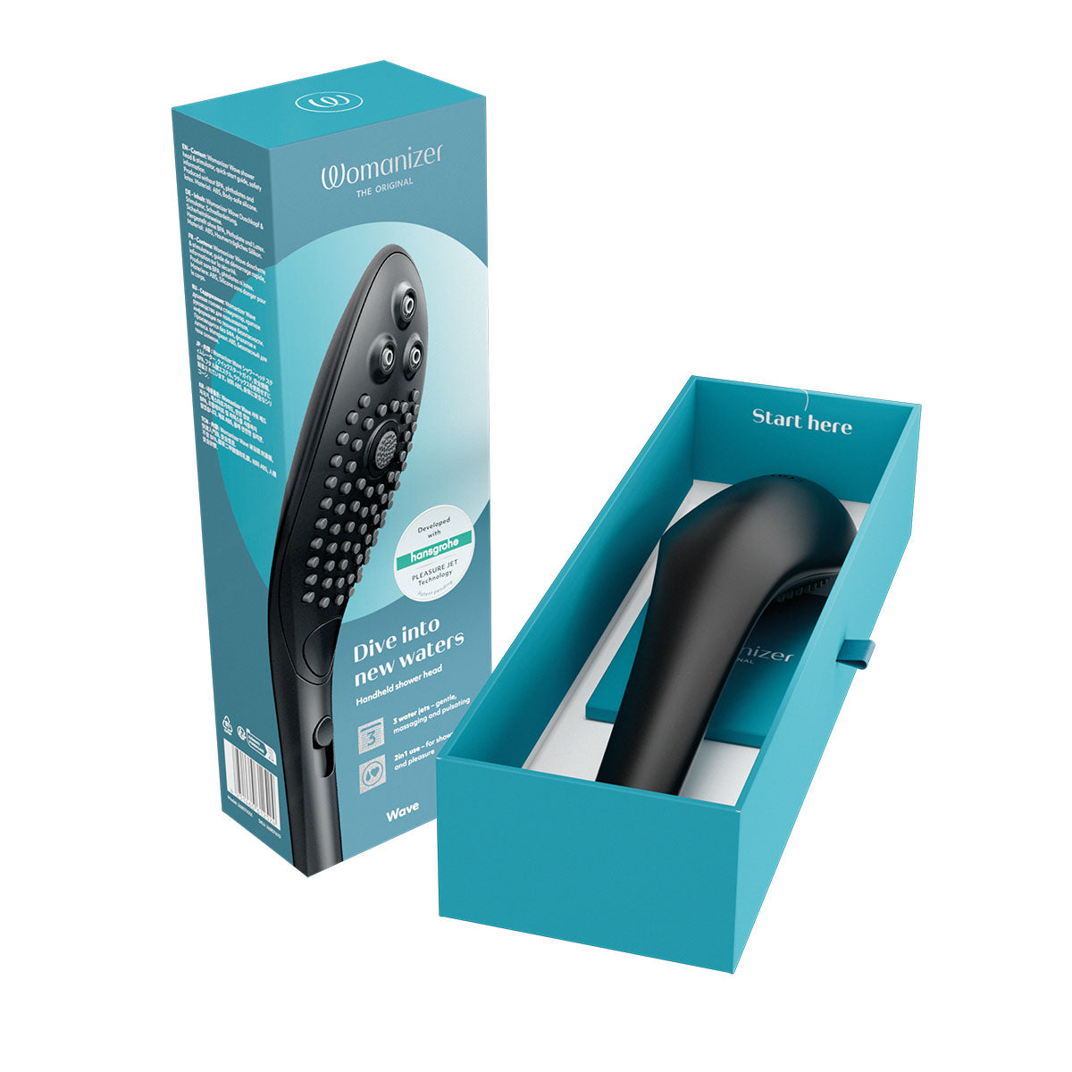Womanizer - Wave - Combined Shower Head & Water Massage Clitoral Stimulator - Black