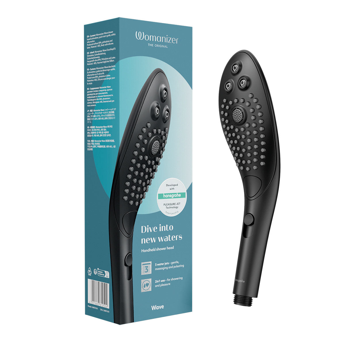Womanizer - Wave - Combined Shower Head & Water Massage Clitoral Stimulator - Black