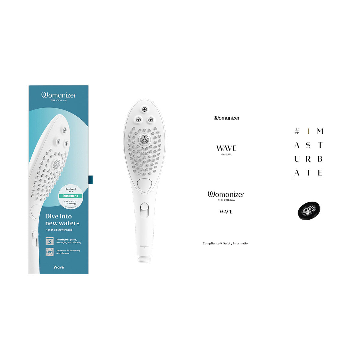 Womanizer - Wave - Combined Shower Head & Water Massage Clitoral Stimulator - White