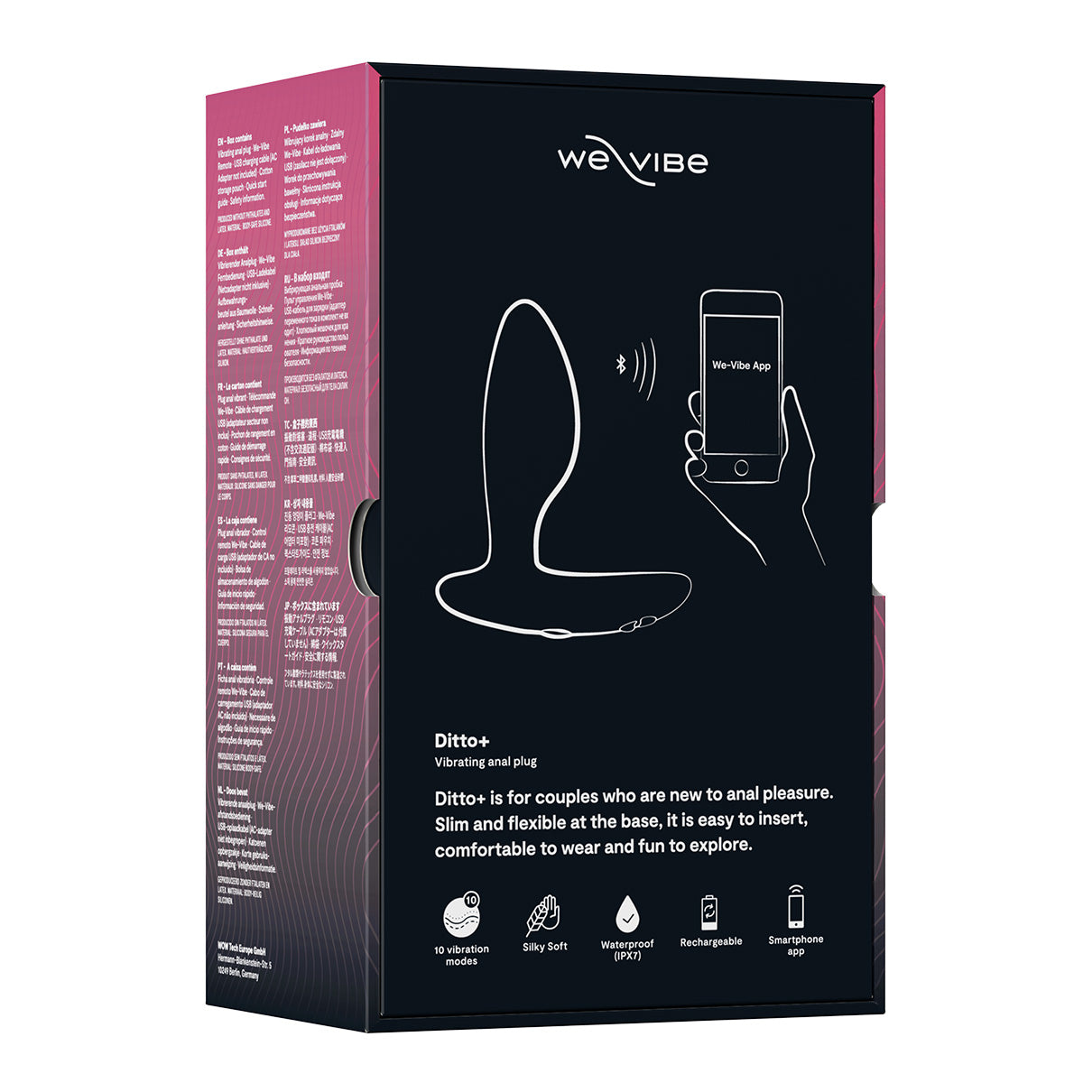 We-Vibe® Ditto+ - Vibrating Anal Plug with Remote - Satin Black