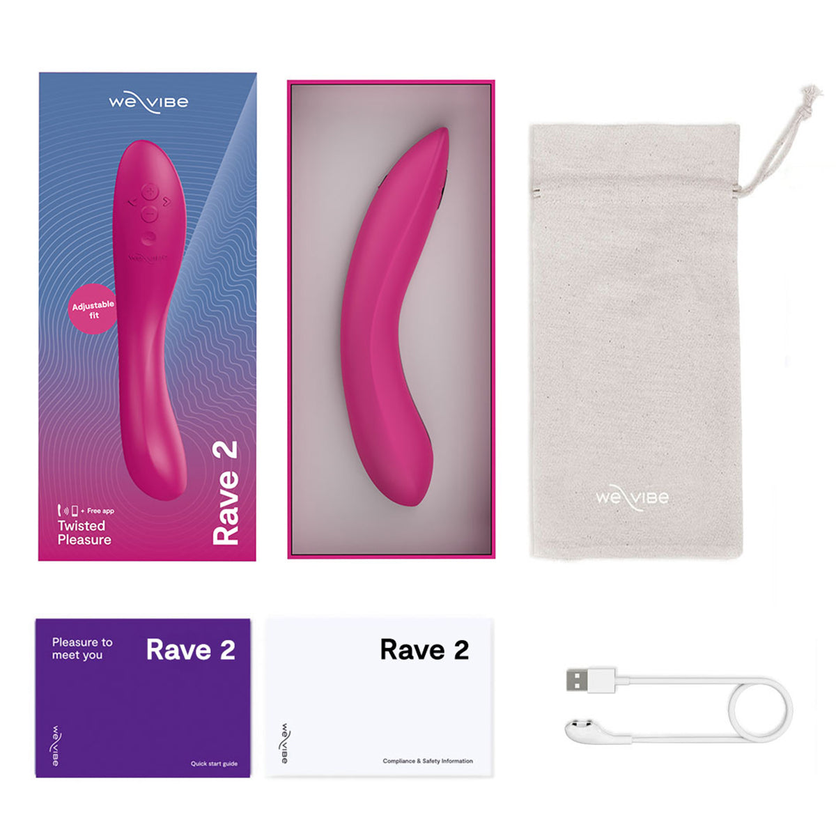 We-Vibe® Rave 2 - Twisted Pleasure - G-Spot Vibrator - Fuchsia