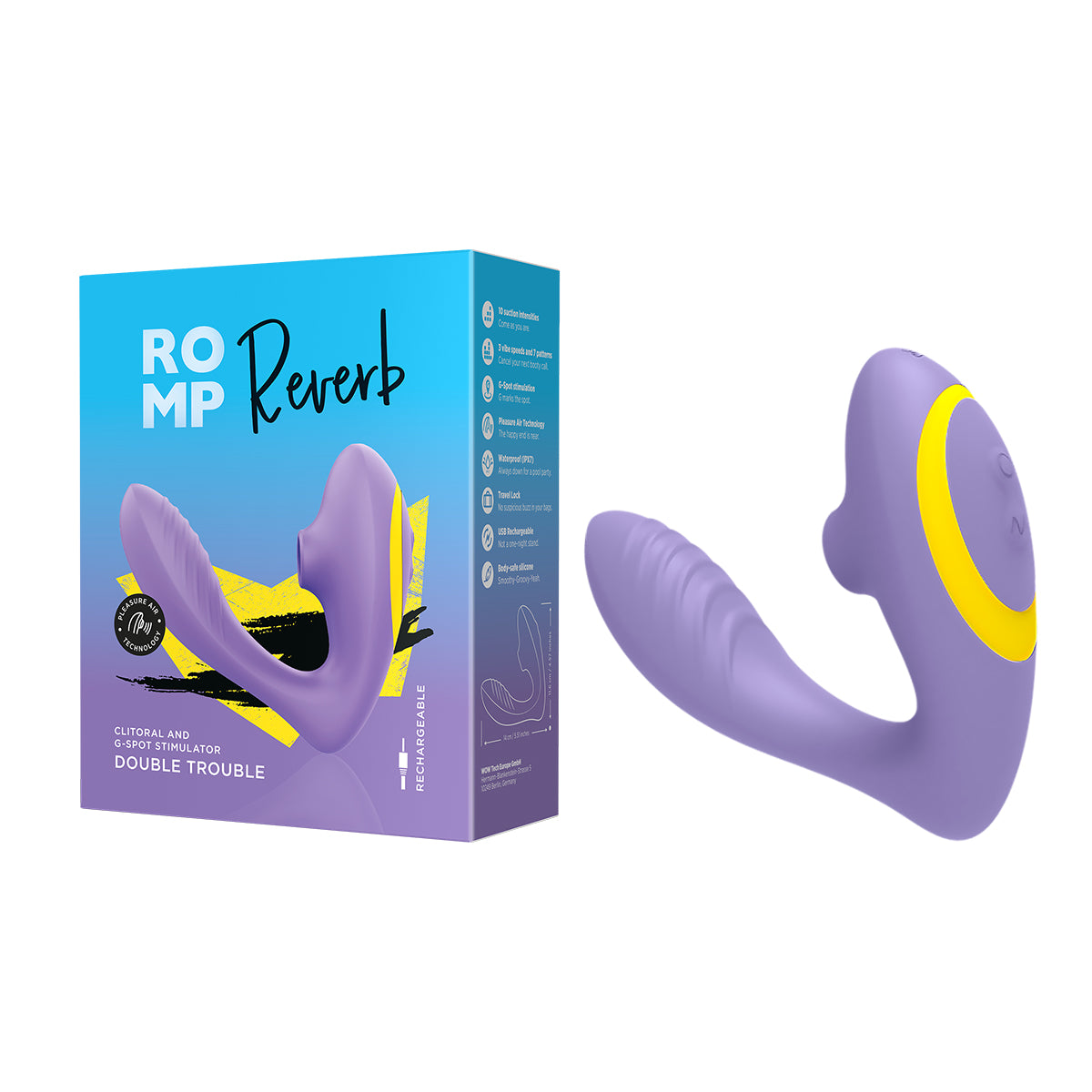 ROMP - Reverb - Double Trouble - Clitoral And G-Spot Stimulator - Purple