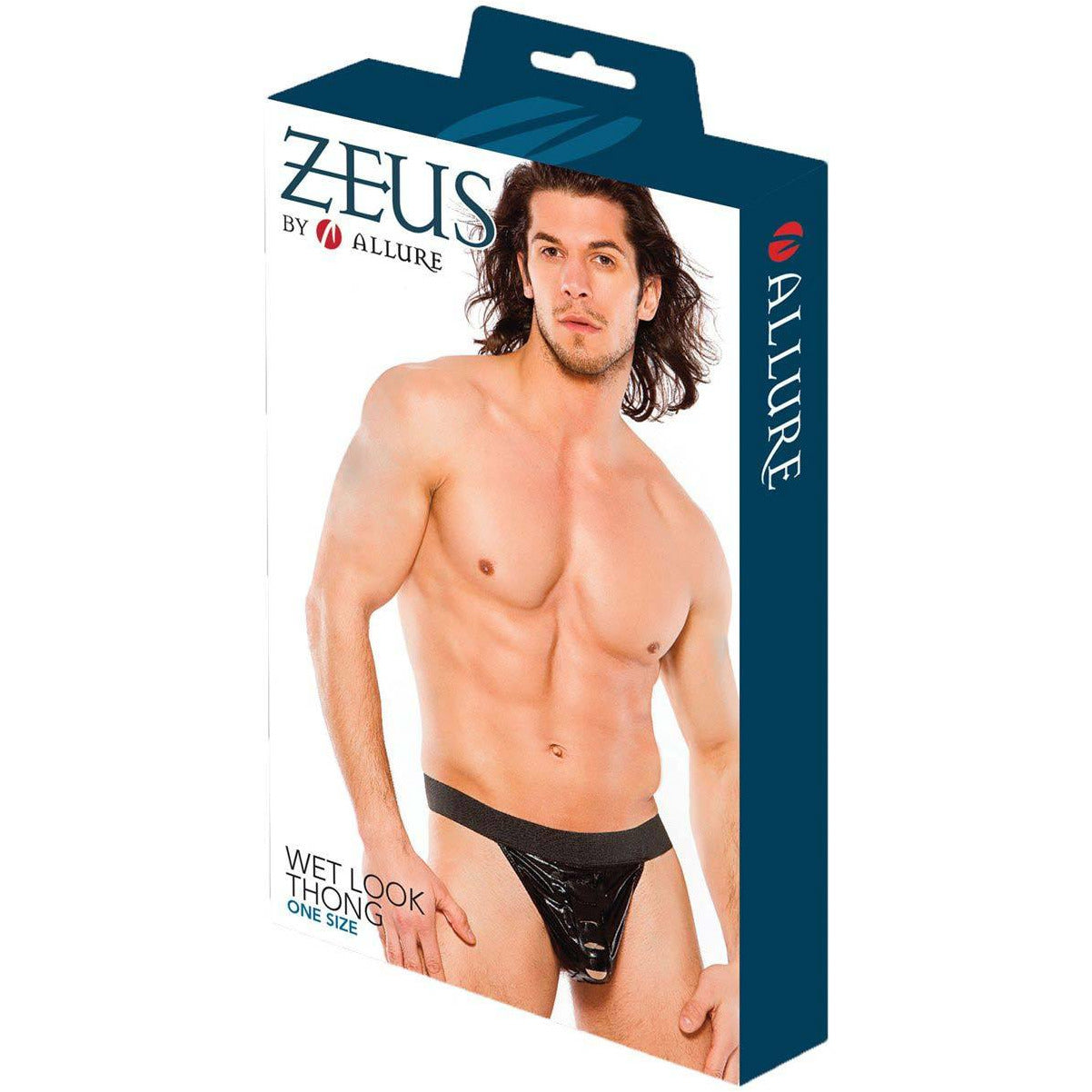 Zeus by Allure - Wet Look Tear Away Thong - Black - OS