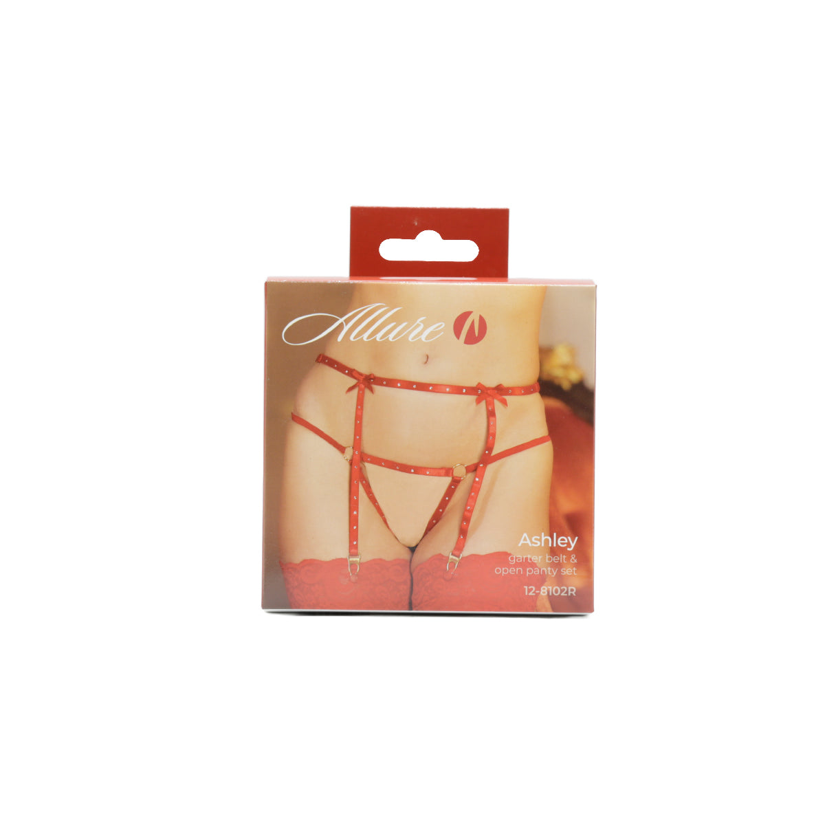 Allure - Ashley Garter Belt & Open Panty Set - Red