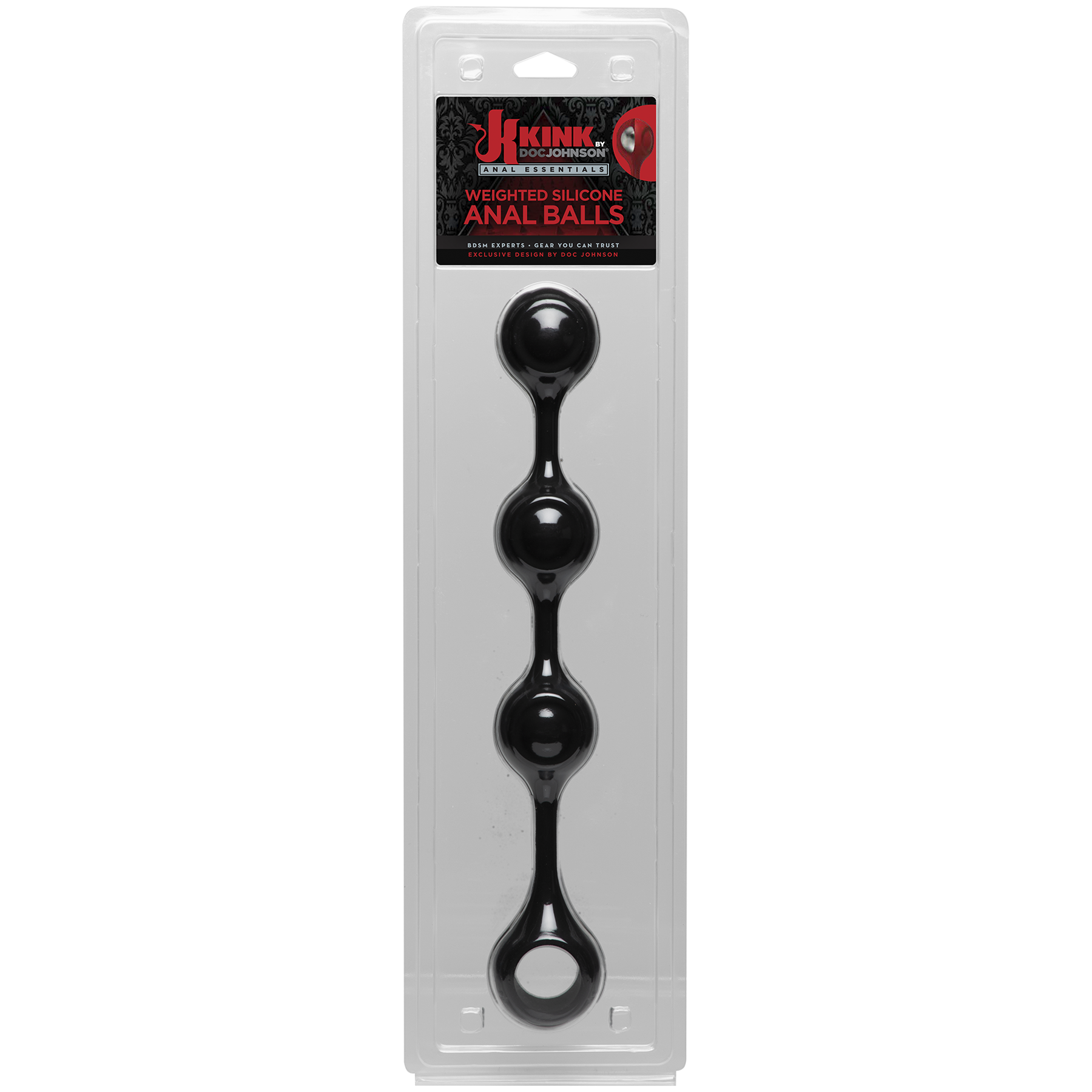 Kink By Doc Johnson - Anal Essentials Weighted Silicone Anal Balls - Black