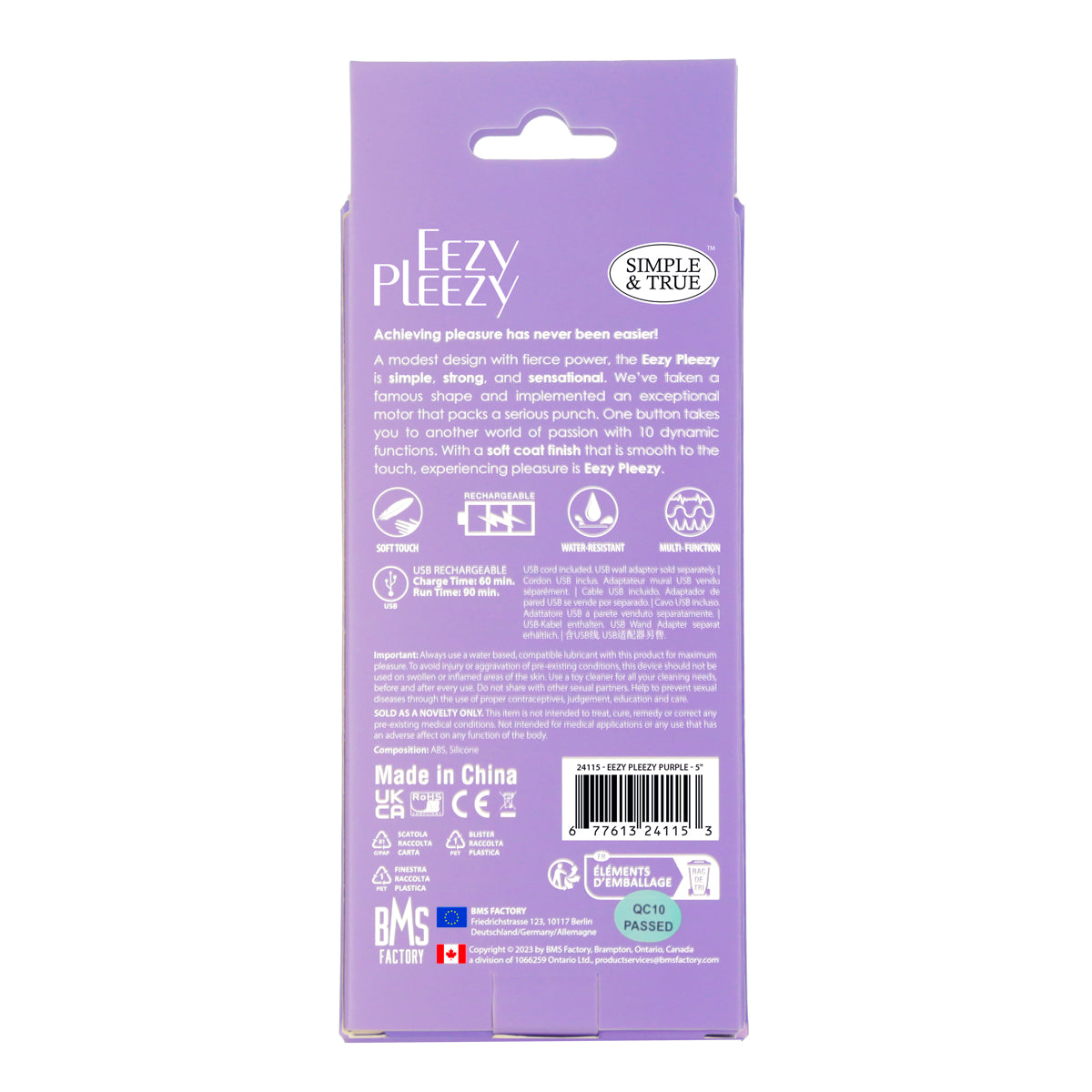 Eezy Pleezy - 5" Rechargeable - Purple