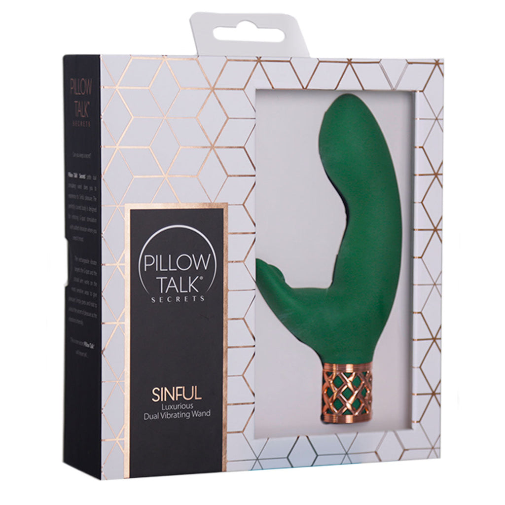 Pillow Talk® Secrets - Sinful – Masseur vibrant double de luxe - Vert