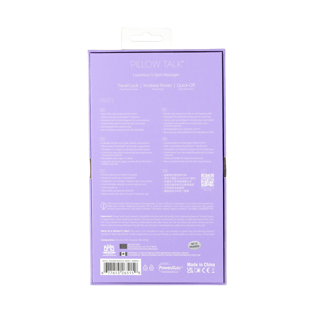 Pillow Talk - Édition Spéciale Sassy - Masseur G-Spot de Luxe - Rechargeable - Violet