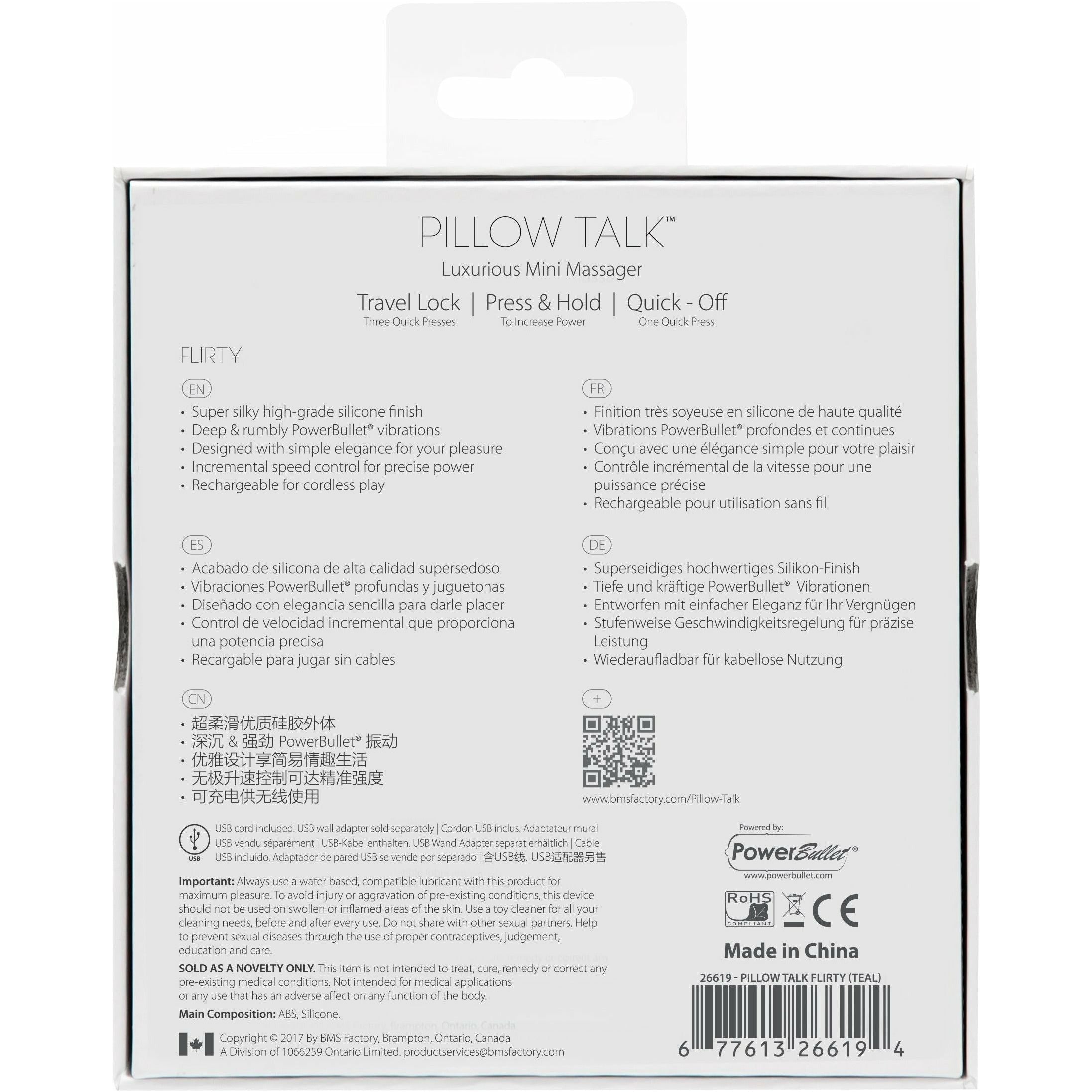 Pillow Talk - Vibromasseur Flirty - Rechargeable - Bleu sarcelle