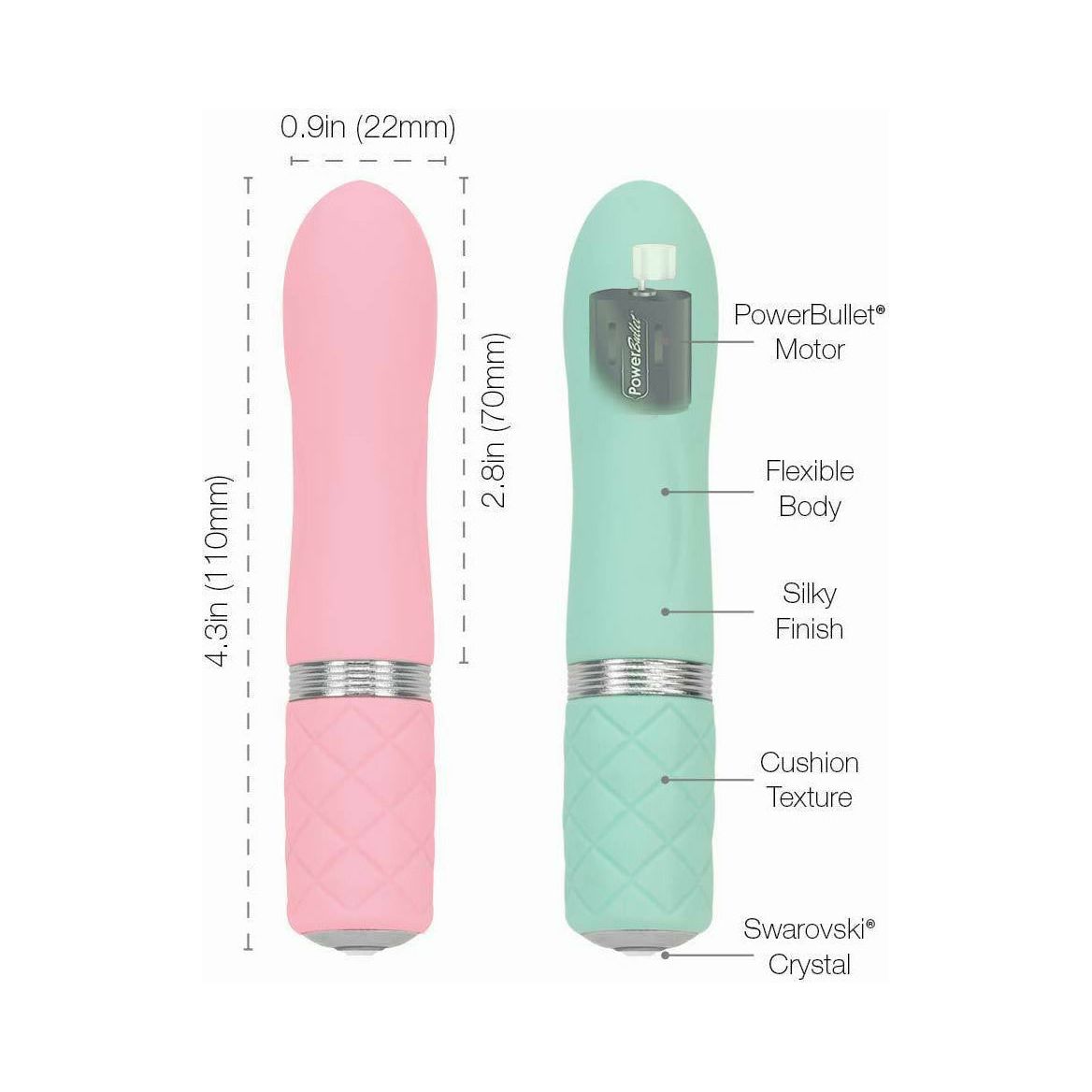 Pillow Talk - Vibromasseur Flirty - Rechargeable - Bleu sarcelle