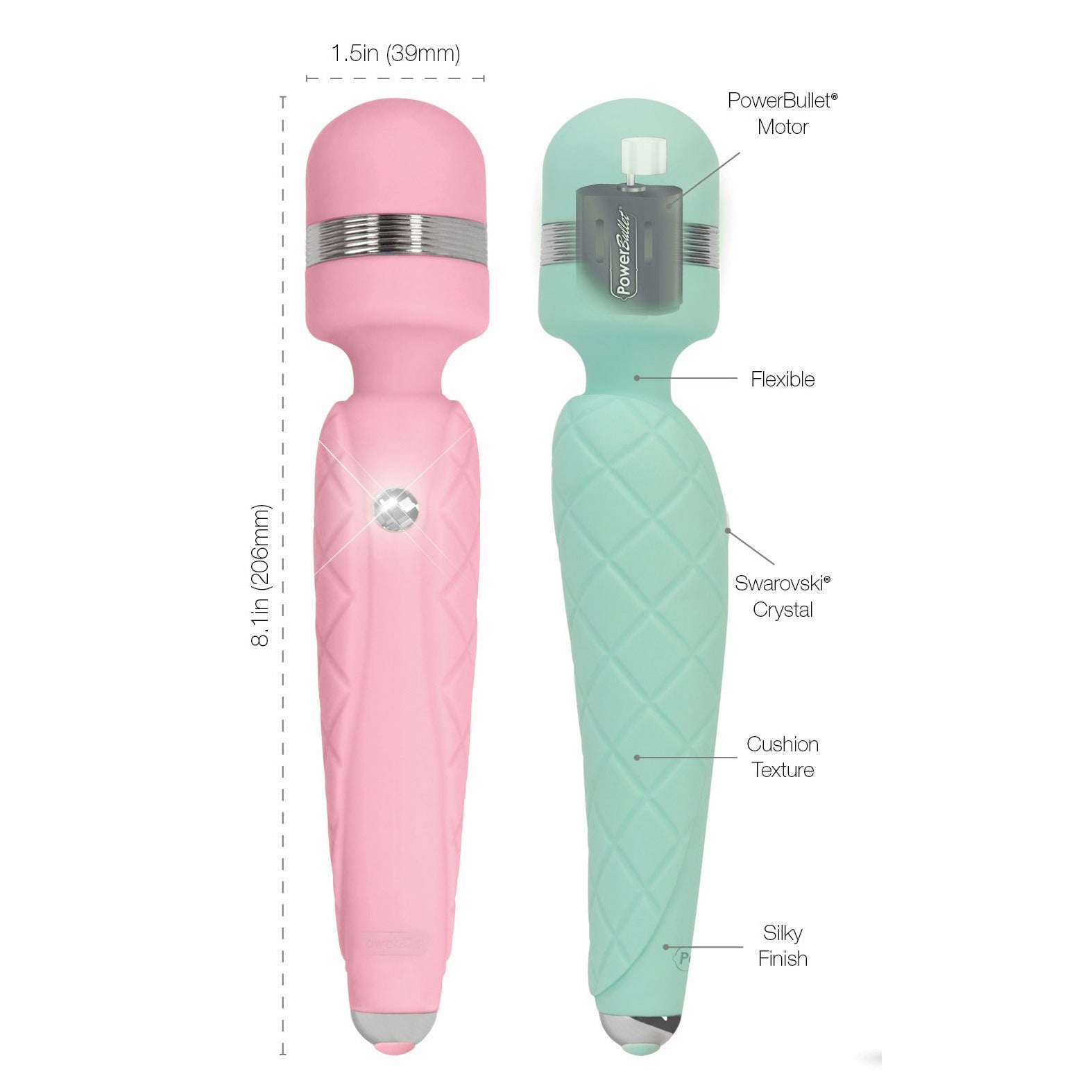 Pillow Talk - Coquin - Baguette Vibrante - Rechargeable - Turquoise