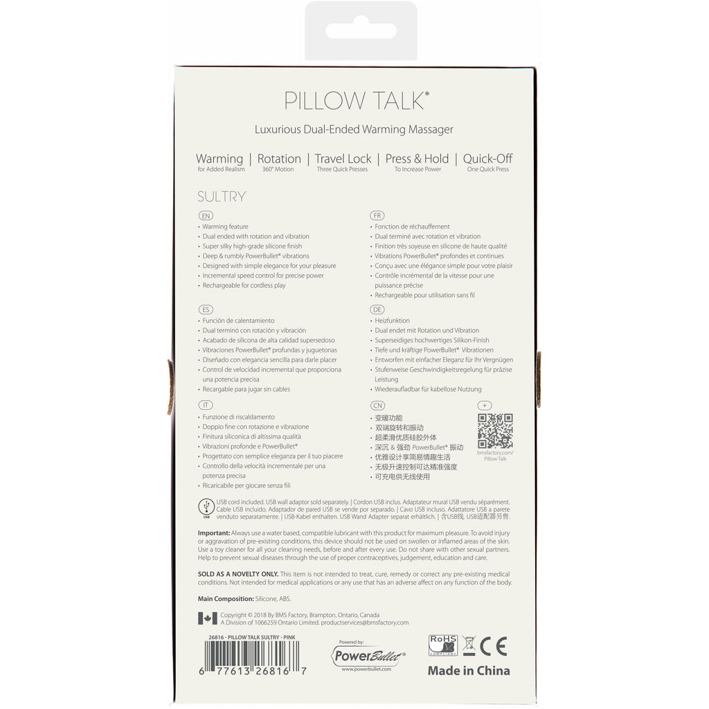 Pillow Talk - Vibromasseur double extrémité sensuel - Rechargeable - Rose