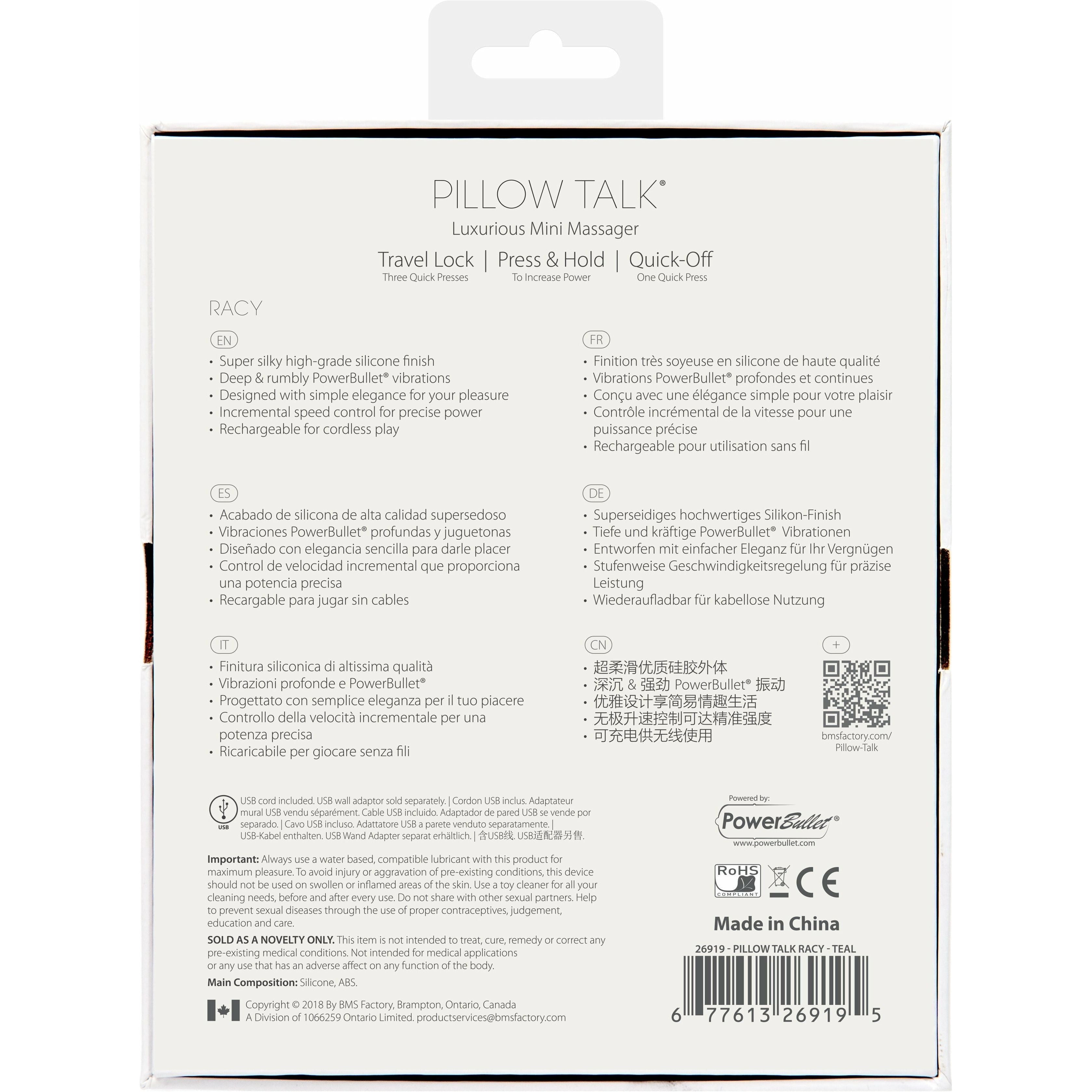 Pillow Talk - Mini-vibreur Hot - Rechargeable - Bleu sarcelle