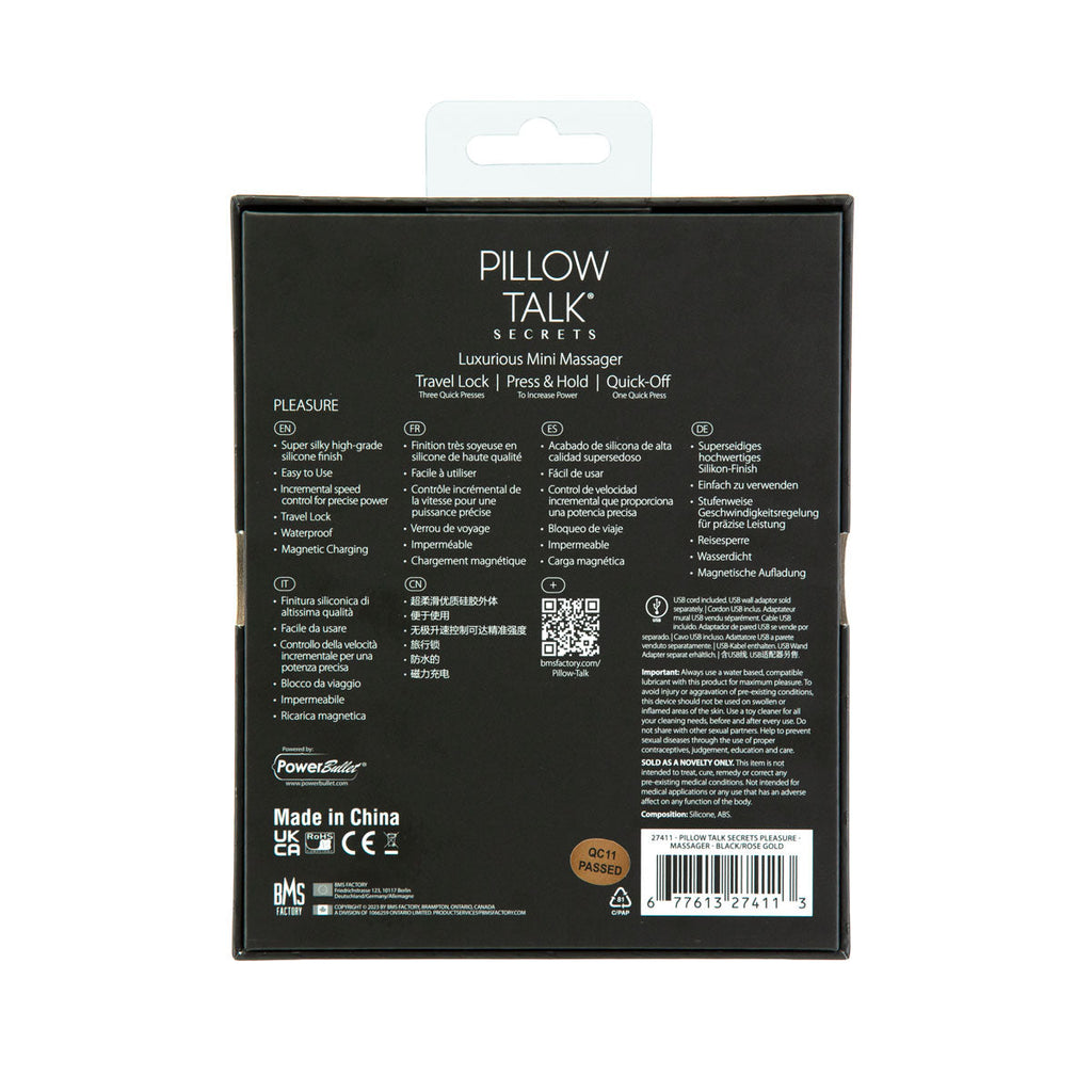 Pillow Talk Secrets - Plaisir - Vibromasseur Clitoridien Baguette - Noir