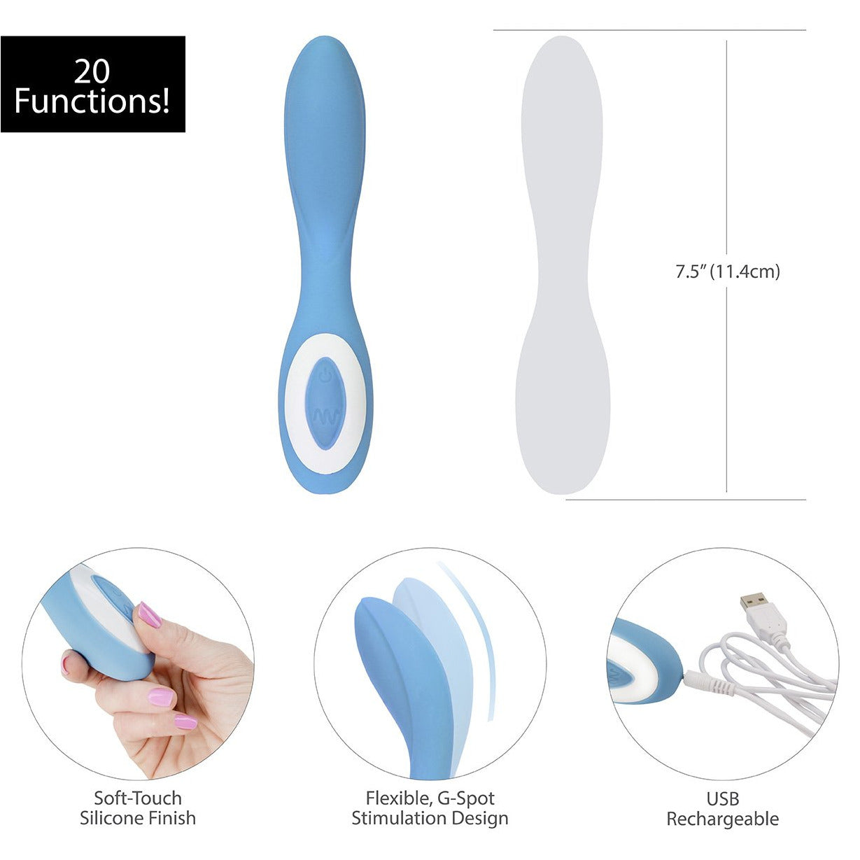 Wonderlust - Sérénité - Vibrateur Point G - Rechargeable - Bleu
