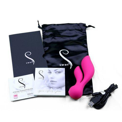 Swan - Feather - Dual Vibrator - Rechargeable - Pink